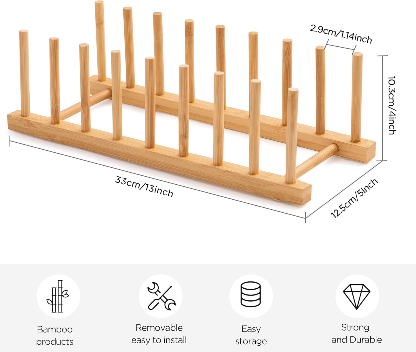 Bamboo Dish Drying Rack for Kitchen Counter and Cabinet