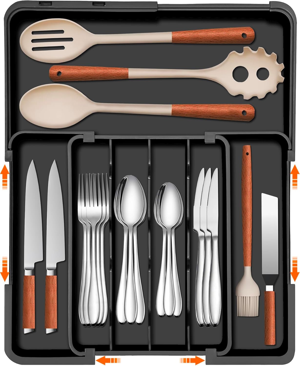 Silverware Organizer - Expandable Kitchen Drawer Organizer, Utensil Drawer Organizer