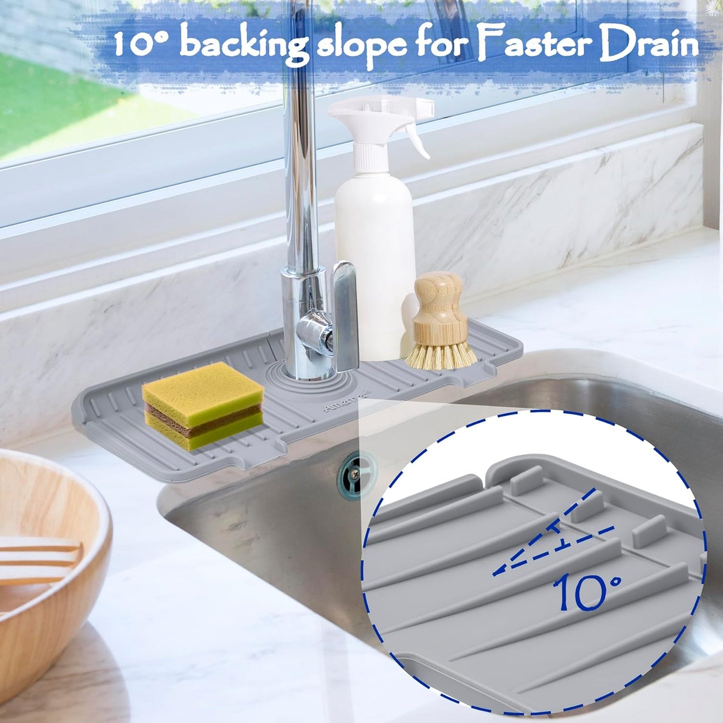 Kitchen Sink Splash Guard, Silicone Faucet Guard & Draining Mat