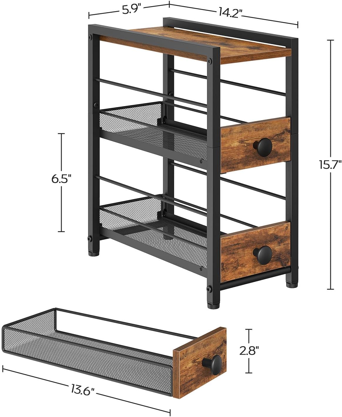 Spice Rack, 3-Tier Pull Out Spice Rack Organizer for Countertop