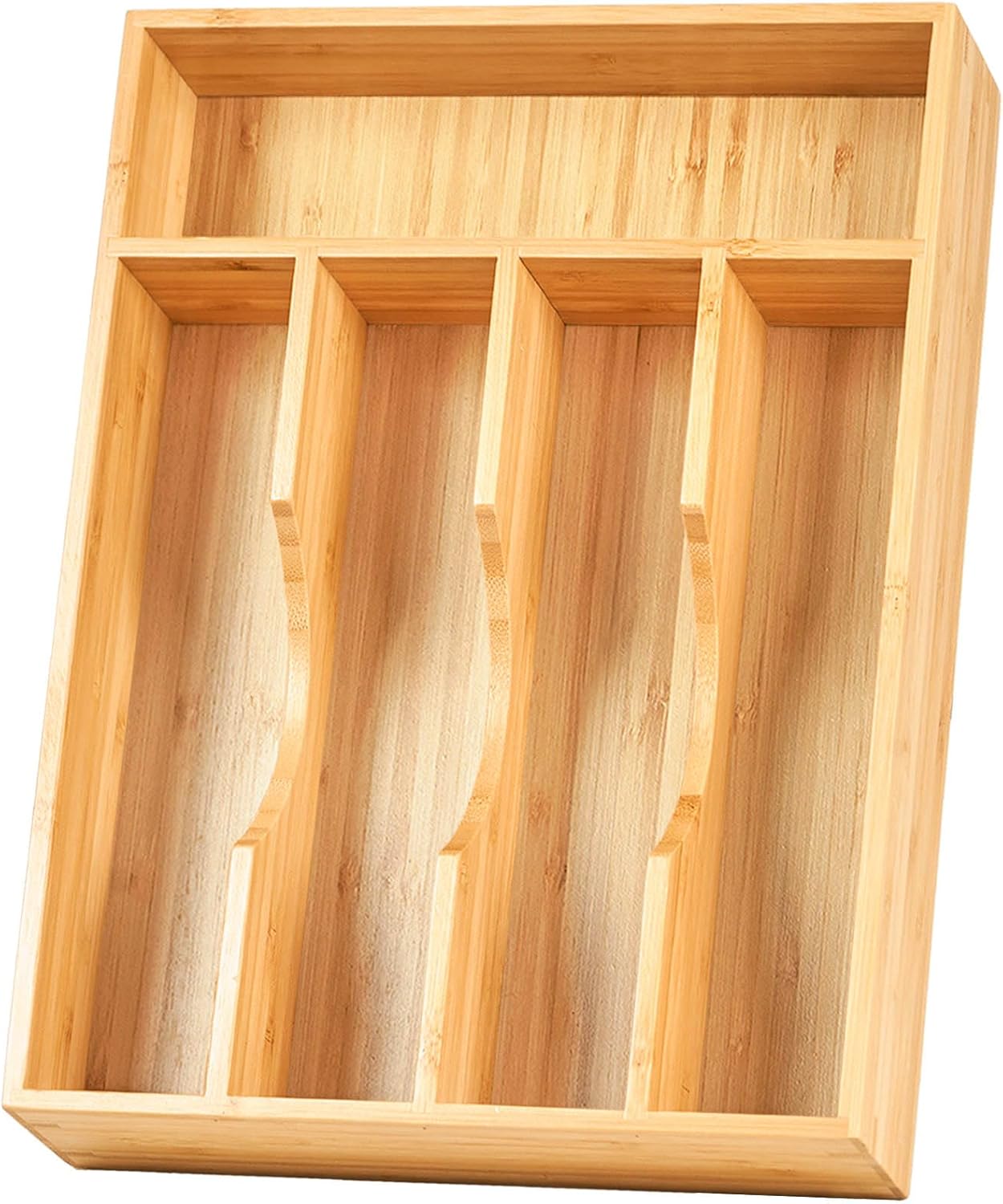 Bamboo Kitchen Drawer Organizer, 9 Inch Silverware Utensils Tray Holder for Small Drawer
