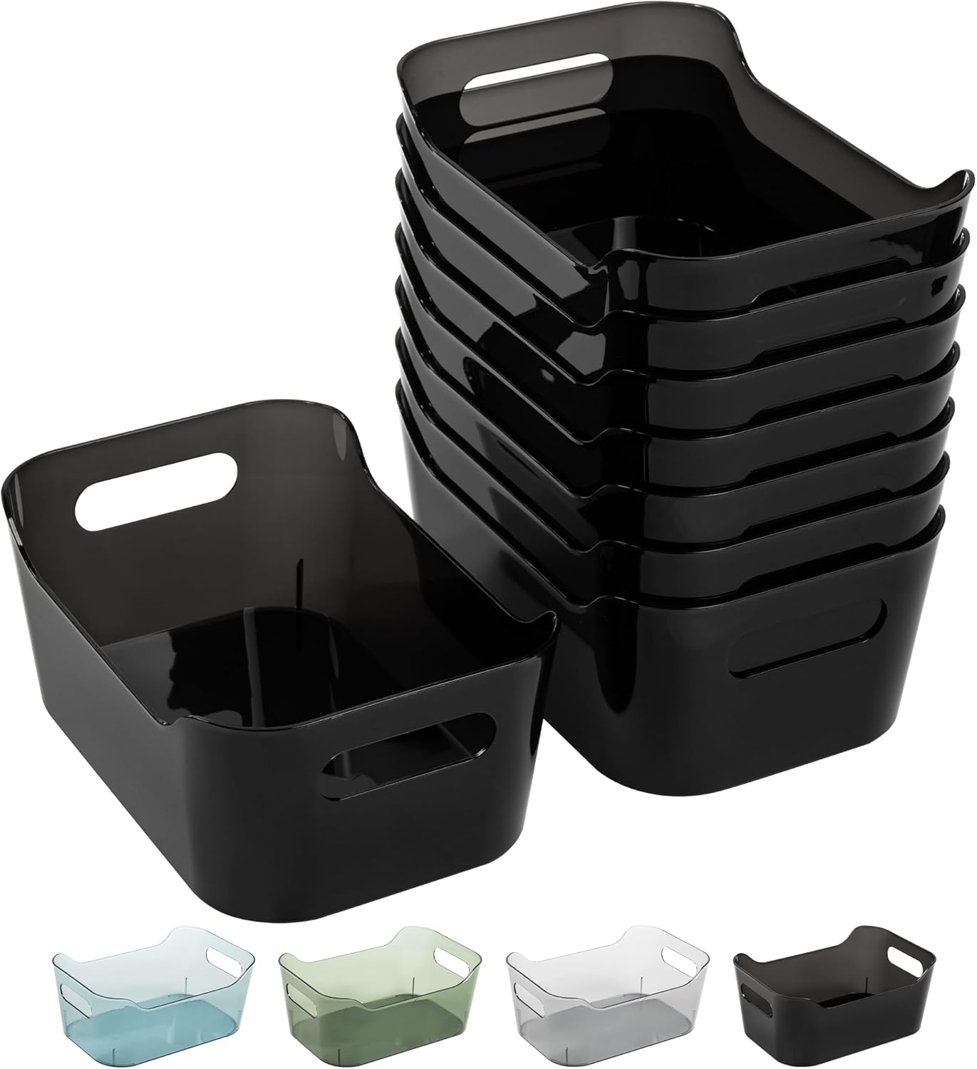 8 Pack Plastic Storage Bins, Clear Pantry Organizers and Storage Containers