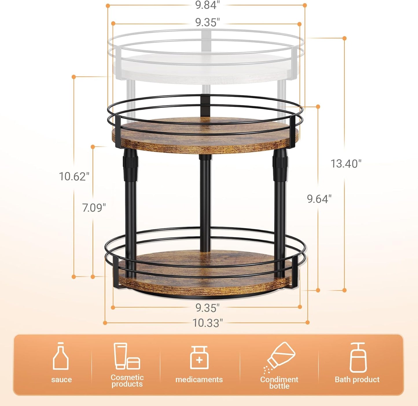 Lazy-Susan-Organizer-Spice-Rack, Rotating Spice Organizer For Cabinet Pantry