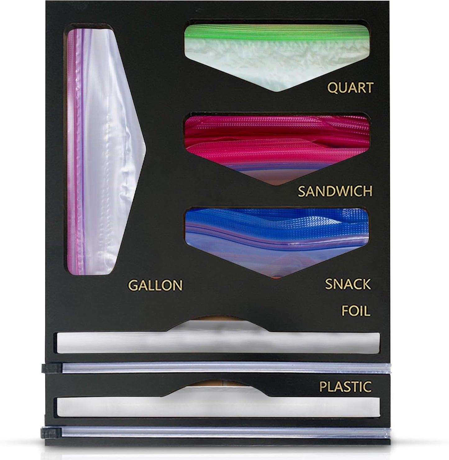 6-in-1 Bamboo Food Storage Bag Organizer for Drawer – Holds Gallon, Quart, Sandwich