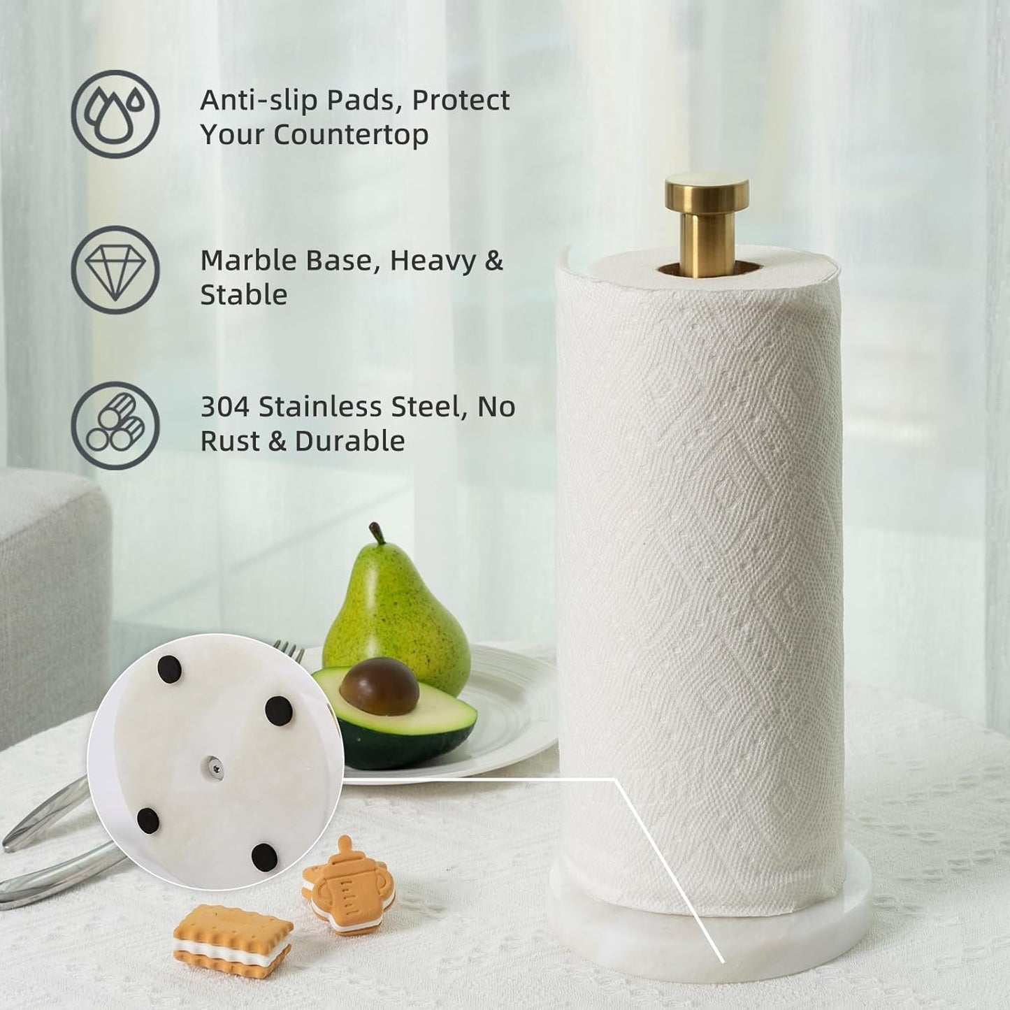 African Genuine Marble Paper Towel Holder Countertop