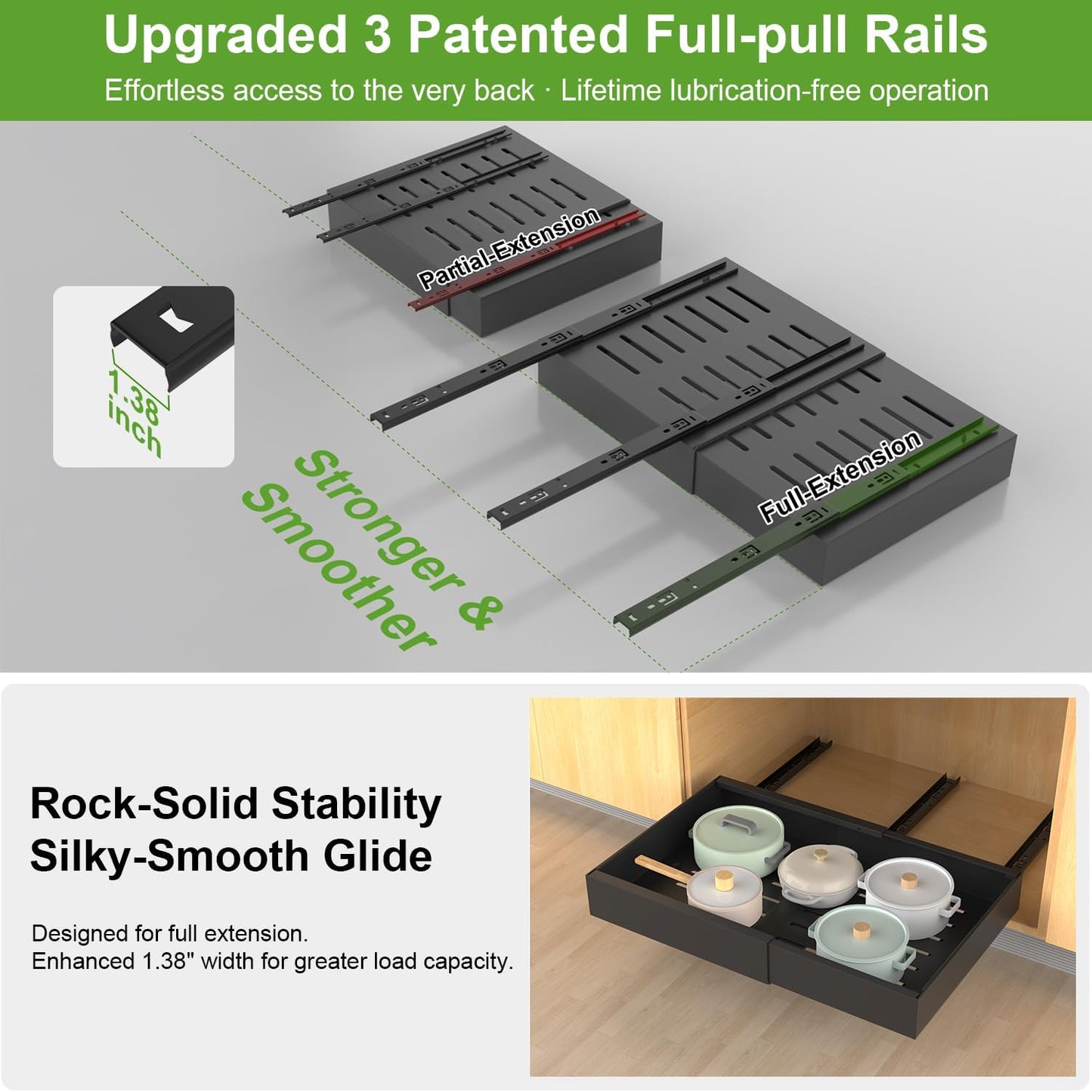 2-Pack Expandable Pull Out Cabinet Organizer 21"Deep(12.2"-20.5"W)