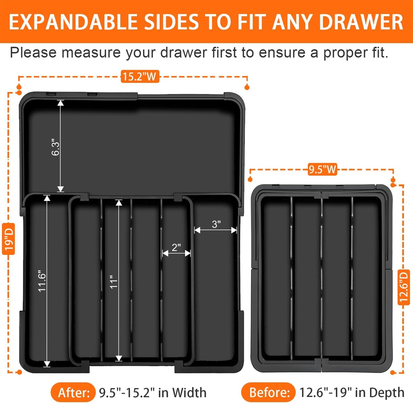 Silverware Organizer - Expandable Kitchen Drawer Organizer, Utensil Drawer Organizer