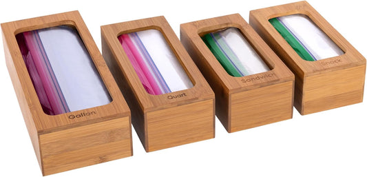 Bamboo Premium Organizer Storage Bins for Kitchen Silverware, Pantry, Closet, Office Desk, Pens