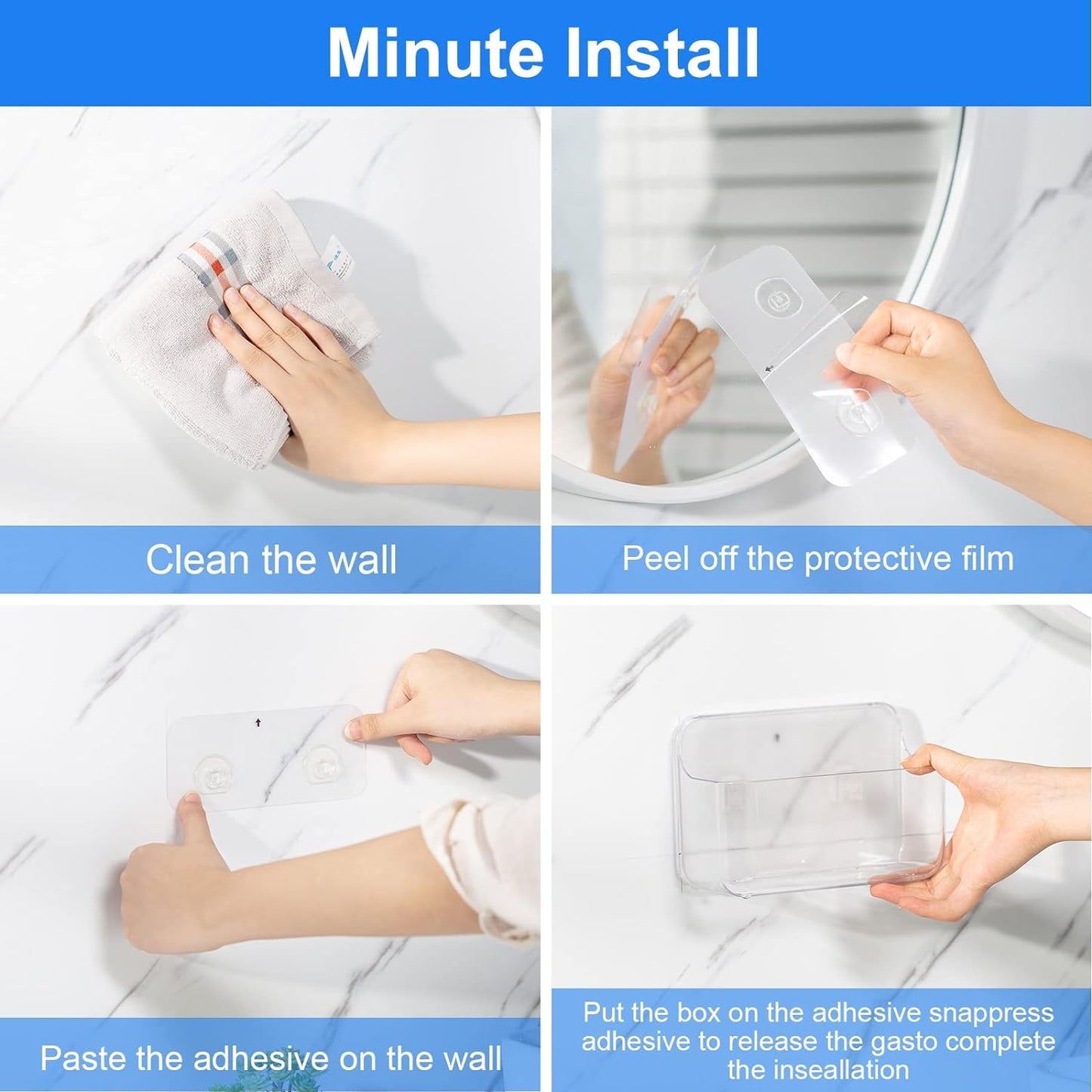 Acrylic Wall Mount Organizer, Self Adhesive Organizer for Wall, Cabinet Door Organizer