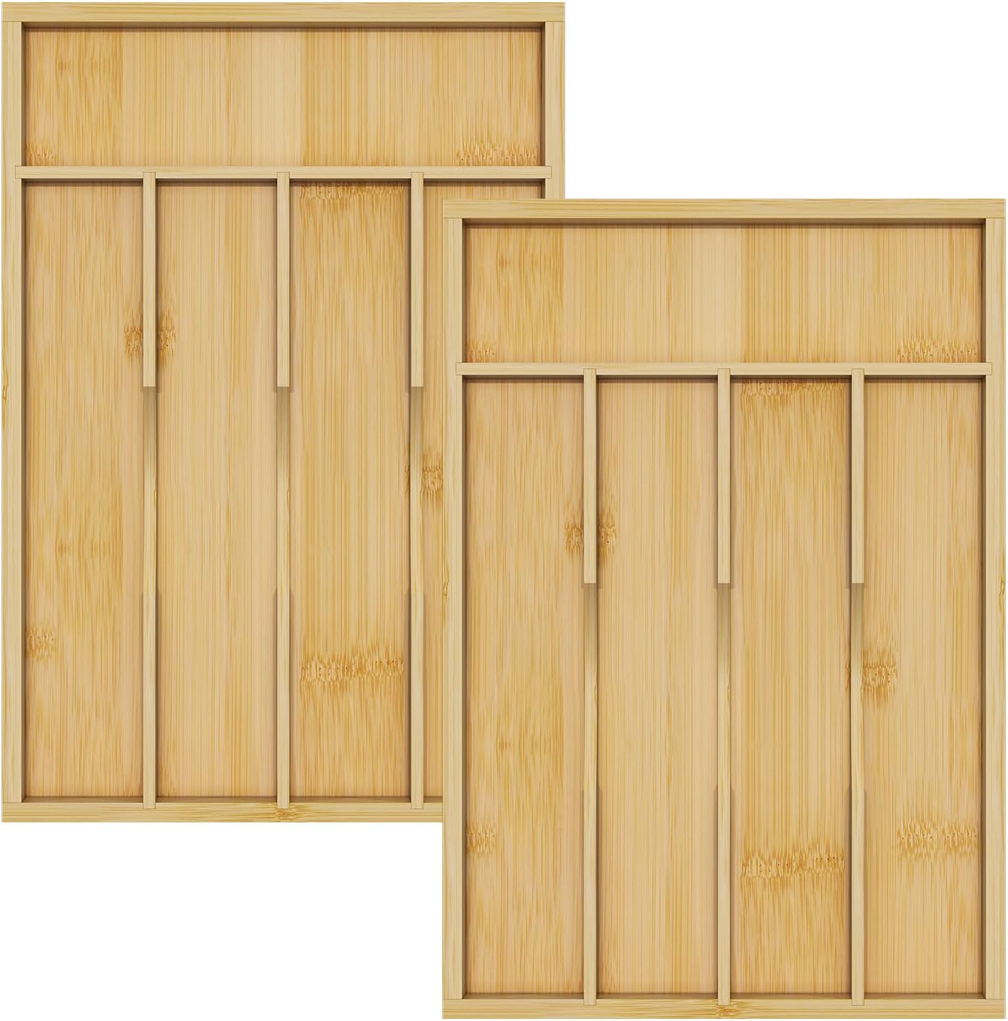 Bamboo Utensil Organizer for Kitchen Drawers