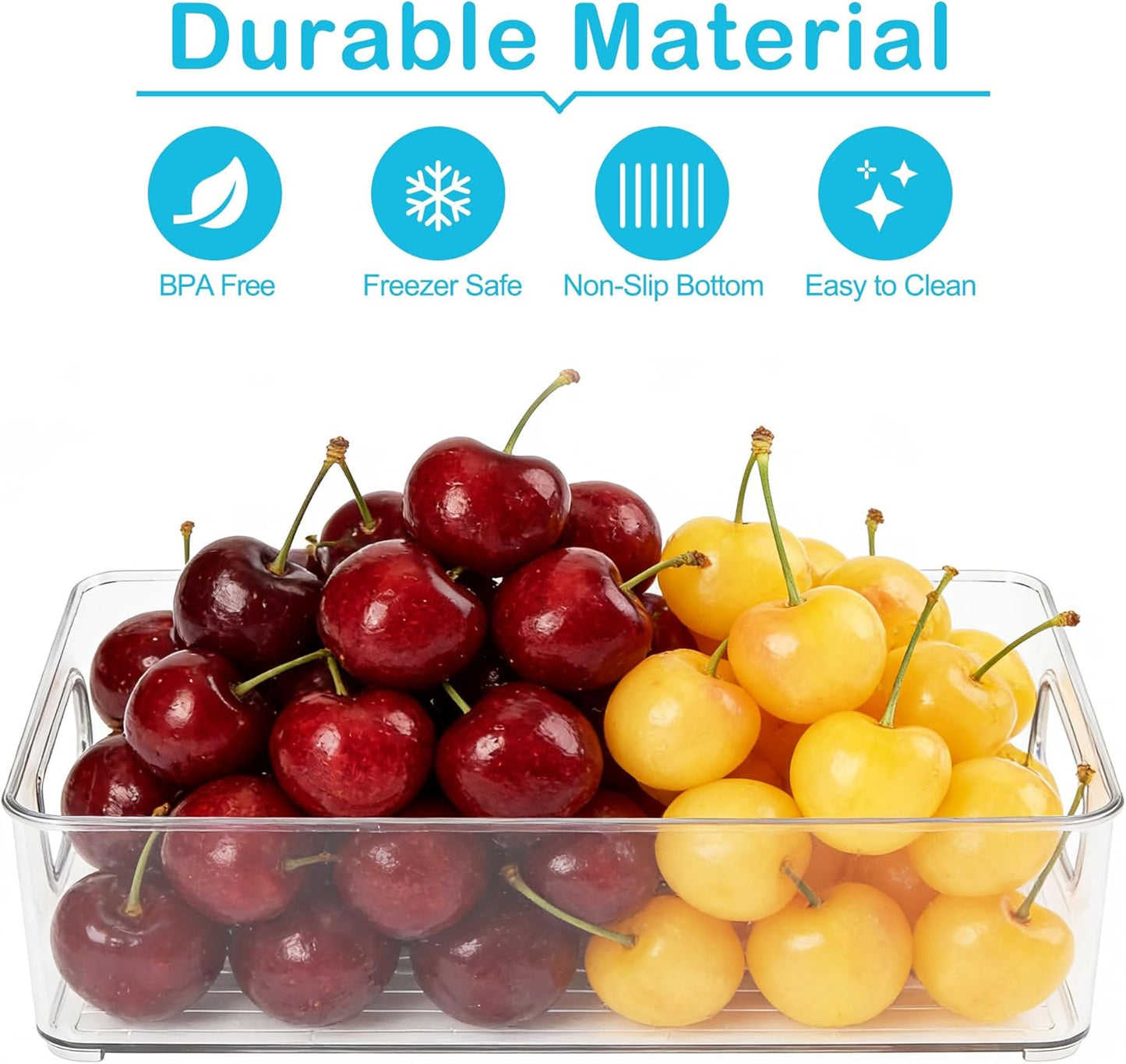 Refrigerator Organizer Bins, 4 Pack,10x6x3 in