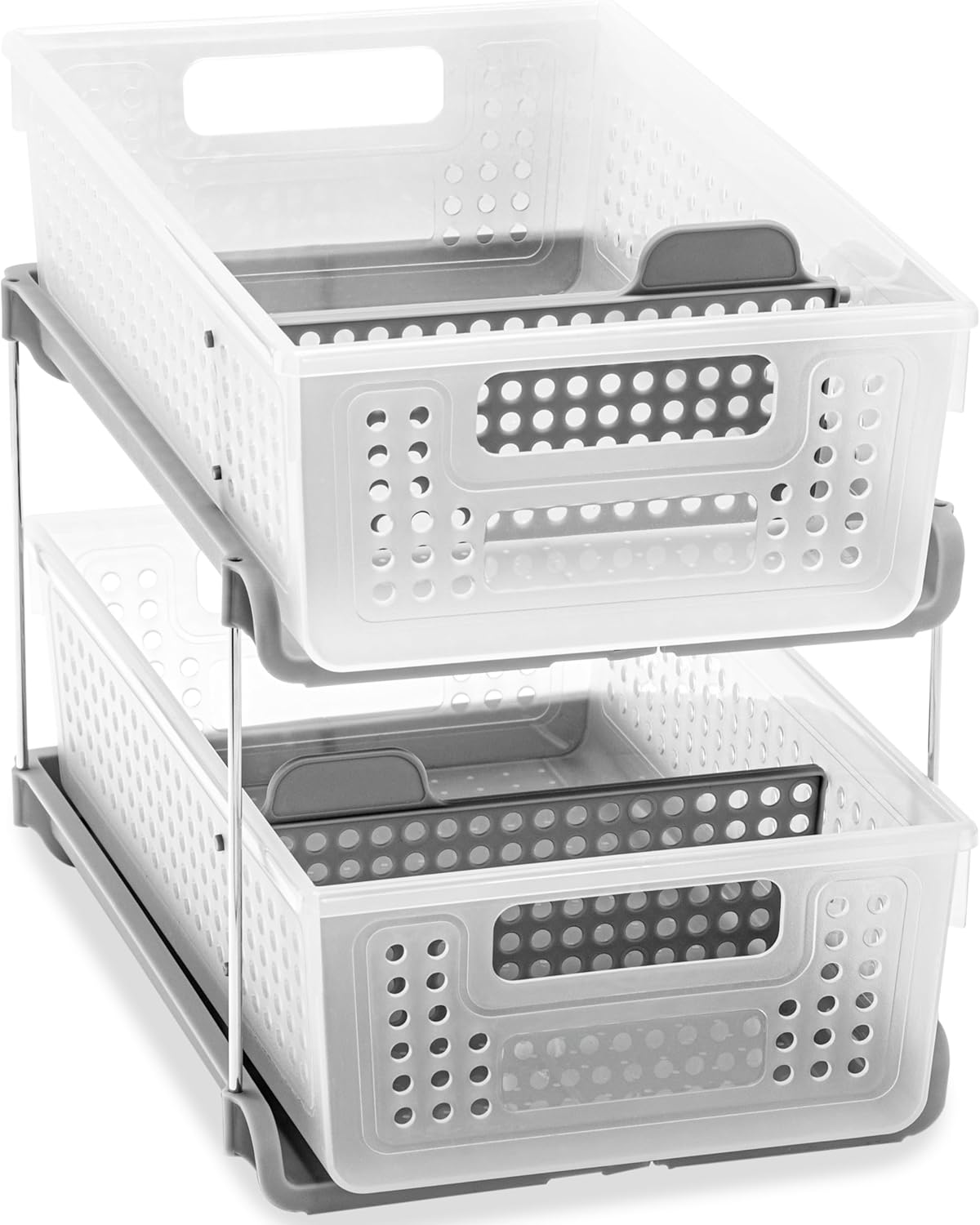 Premium 2 Tier Organizer, Under Cabinet Storage with Pull Out Sliding Drawers