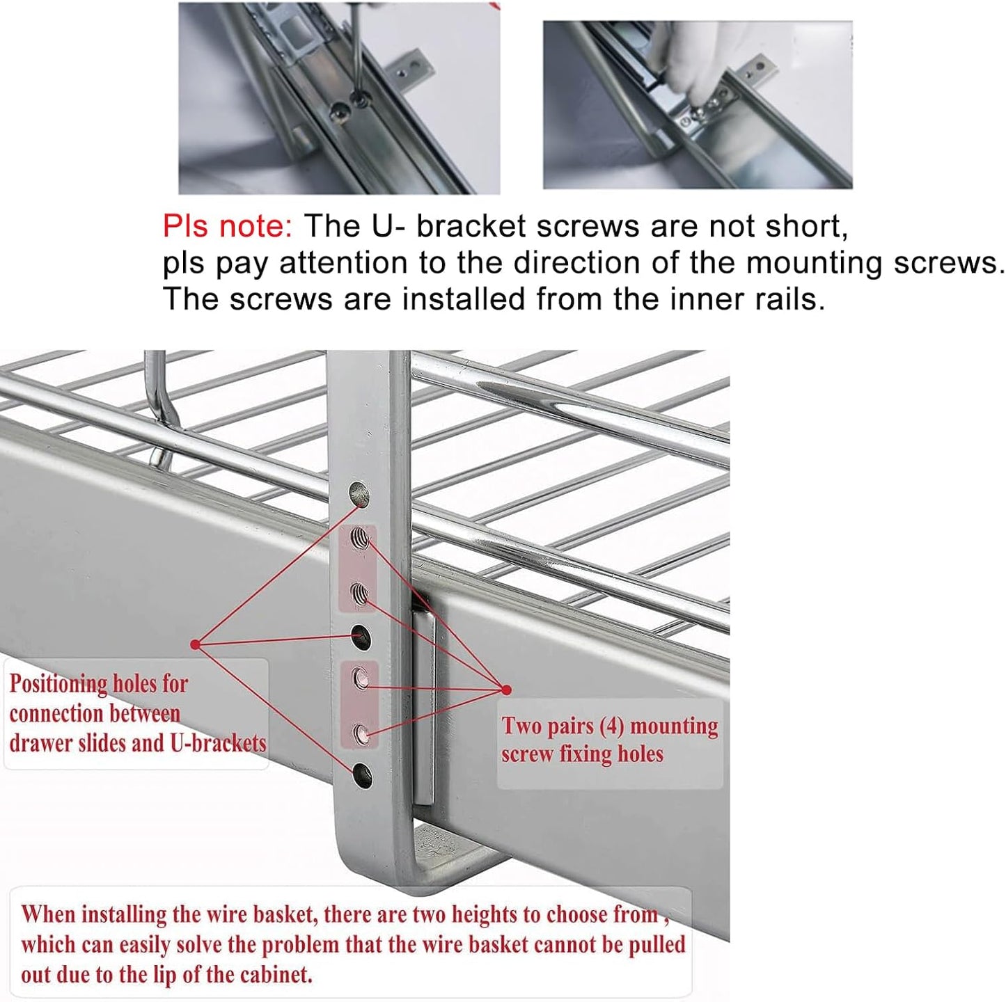 2 Tier Pull Out Cabinet Organizer (11" W x 18" D) Heavy-Duty Metal Sliding Drawer Shelf