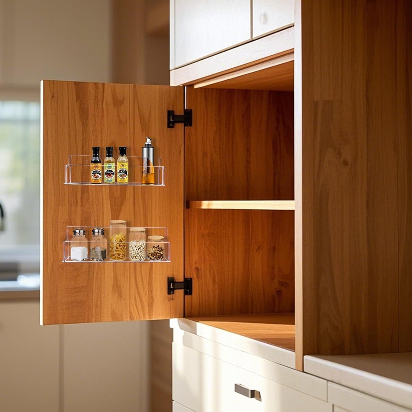 Acrylic Spice Rack Wall Mount-9 Inch, Clear Spice Shelf Storage Holder