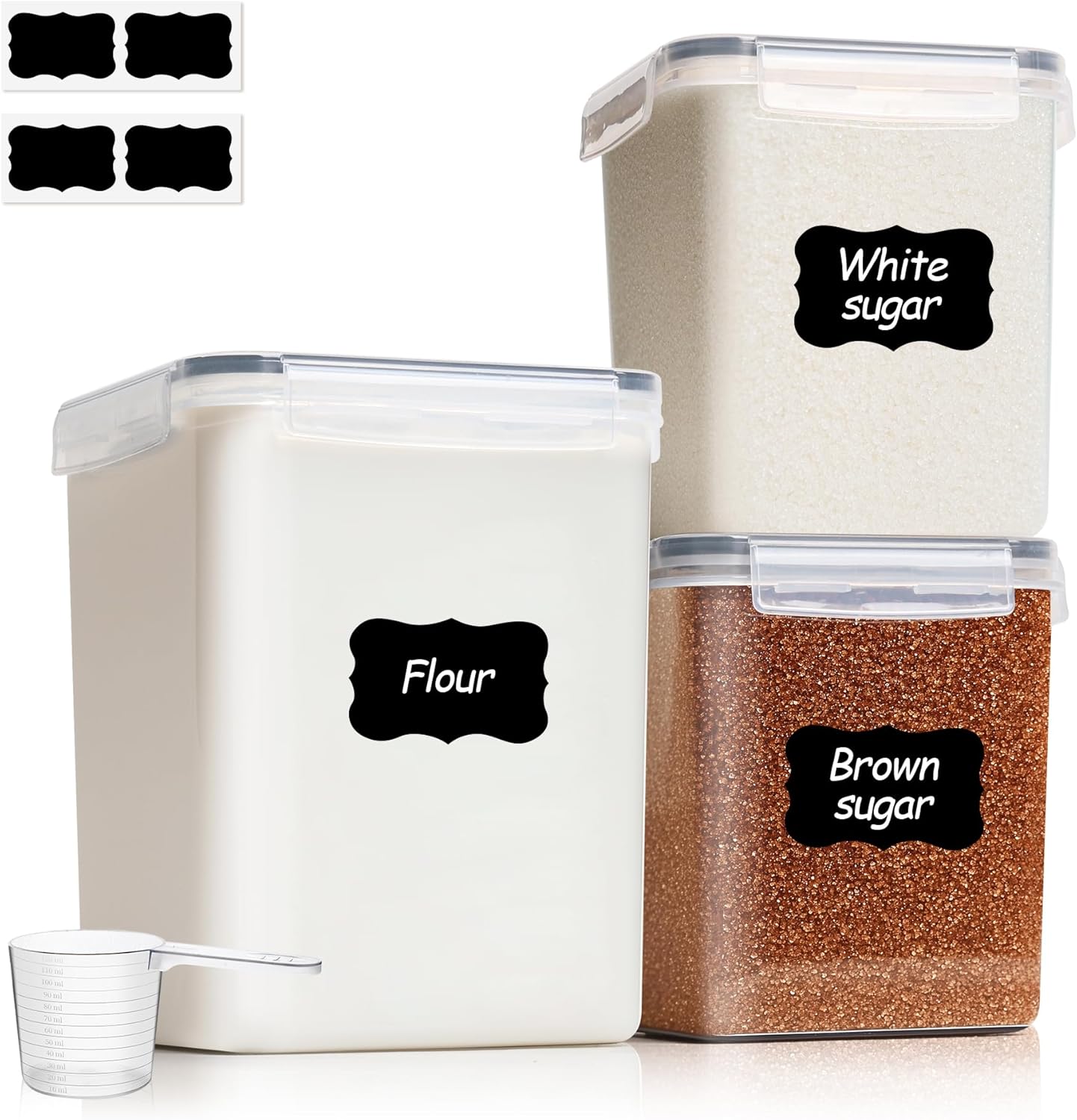 Flour Sugar Storage Containers Set of 3 (5.2L/5.5Qt) (2.5L/2.6Qt*2)