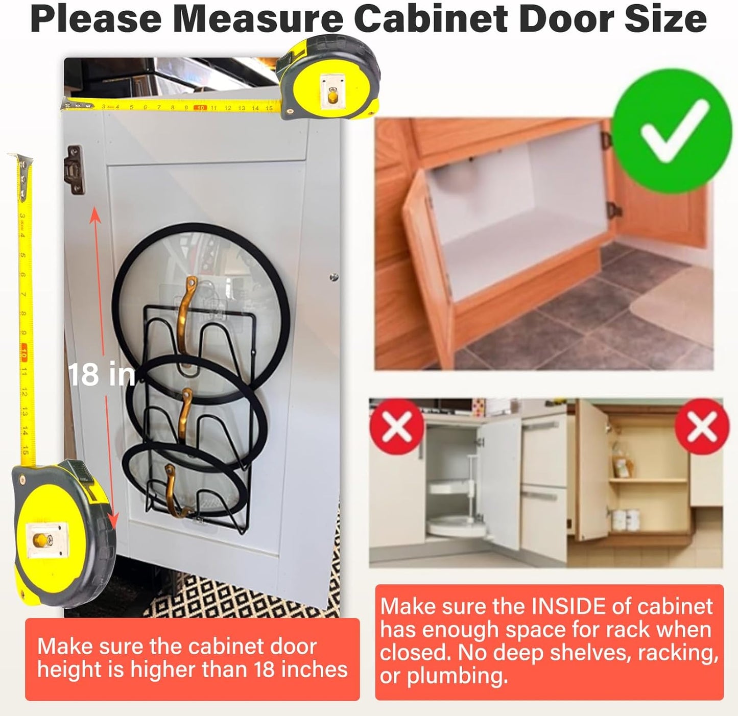 2 Pack Pot Lid Organizer Rack, 6-Tier Pot Lids Holder for Cabinet Door/Wall