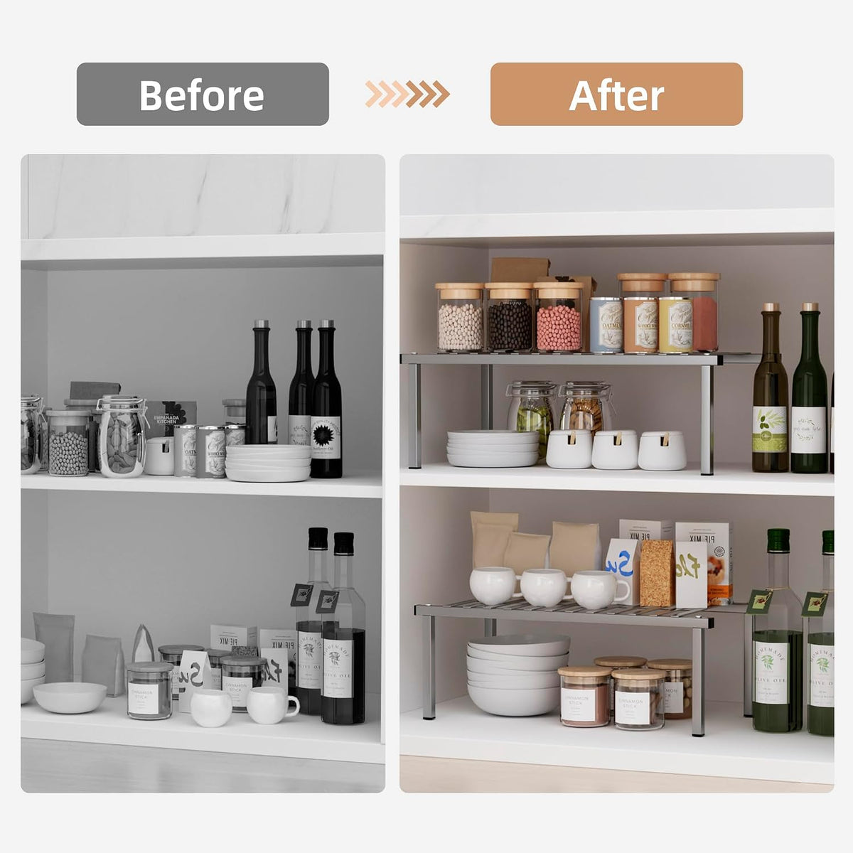 STORAGE MANIAC Expandable Cabinet Organizer Shelf, Set of 4,