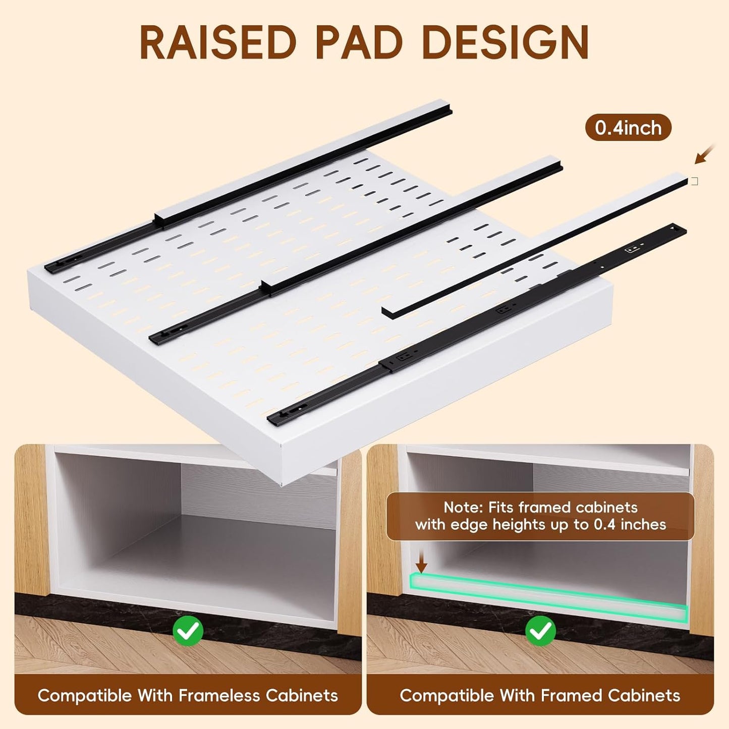 2 Pack Pull Out Cabinet Organizer, 21" Deep Slide Out Drawers for Kitchen Cabinets