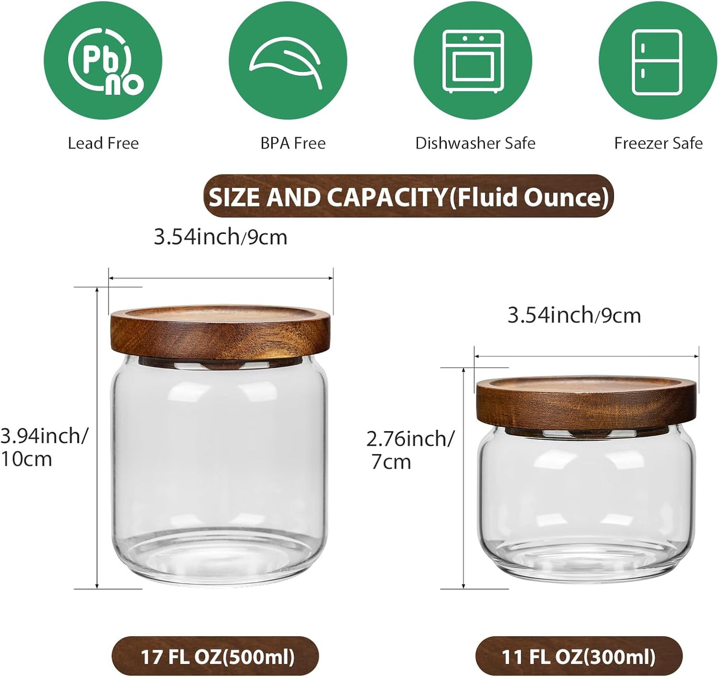 2PCS Small Glass Storage Jars with Airtight Lids