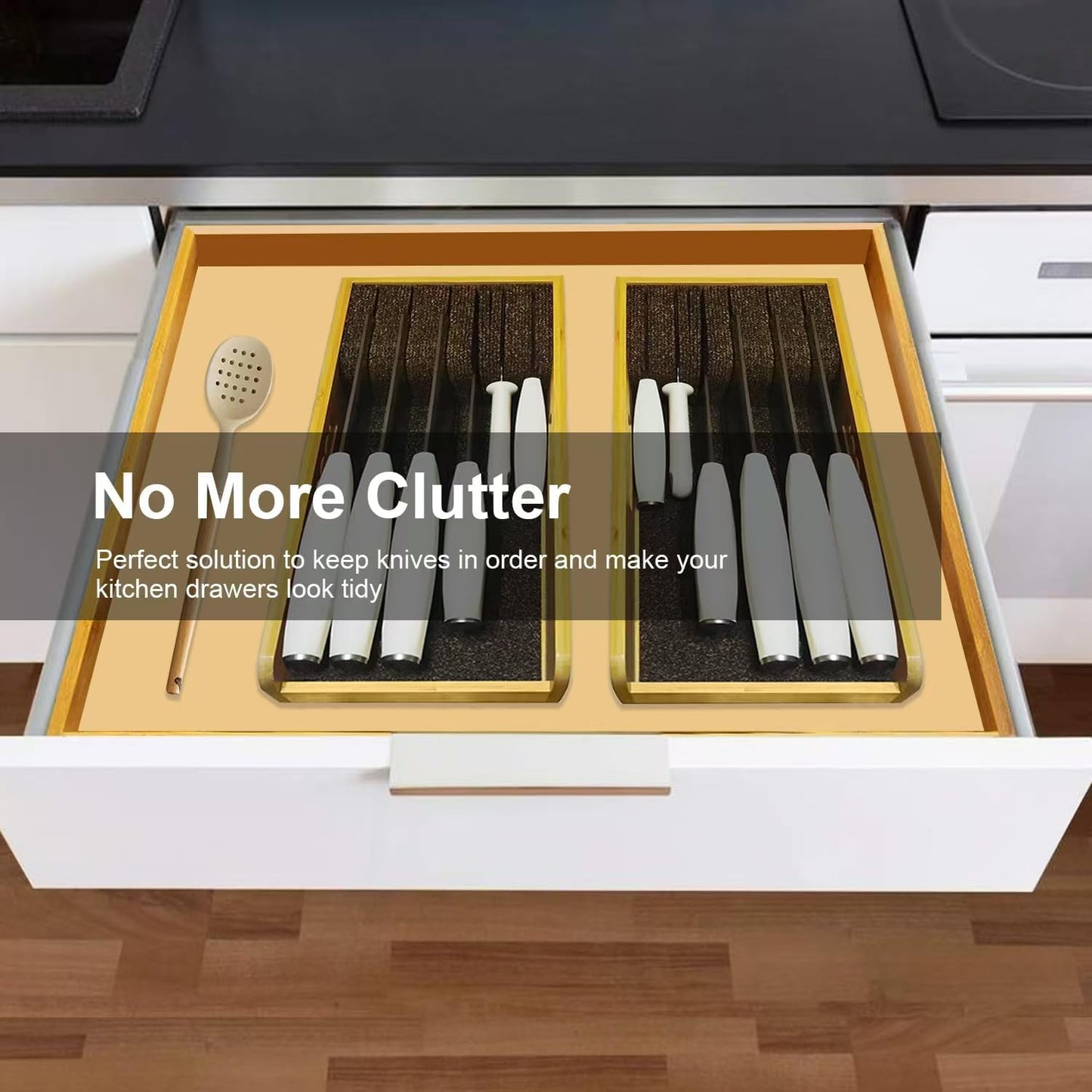 Knife Drawer Organizer Bamboo Insert Dock