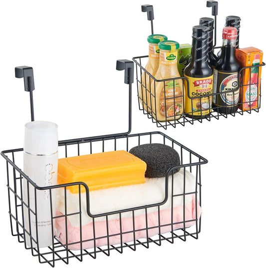Wire Hanging Storage Basket 2 Packs, Wall Mounted Kitchen Bathroom Storage Basket