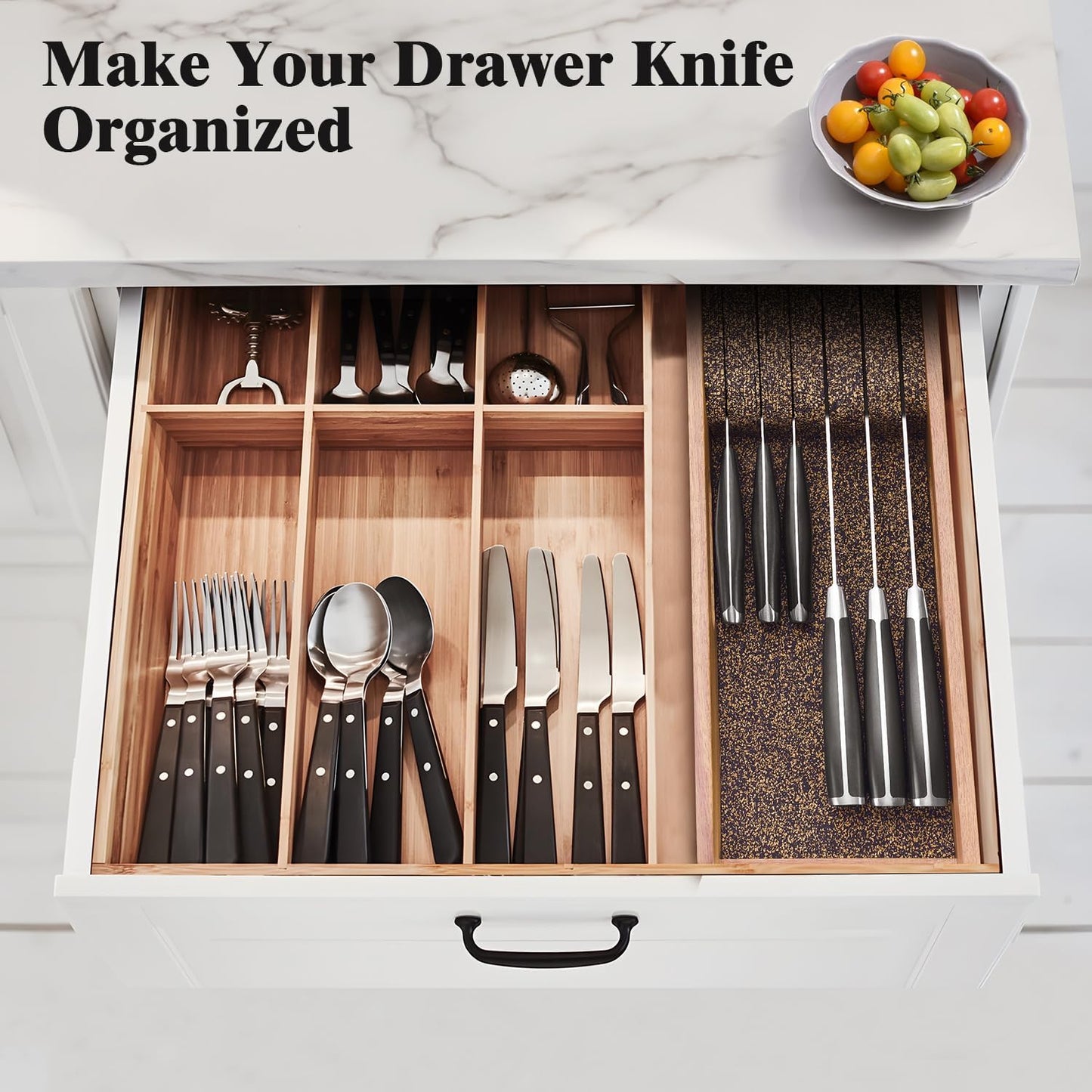 Knife Drawer Organizer Insert, In Drawer Knife Block