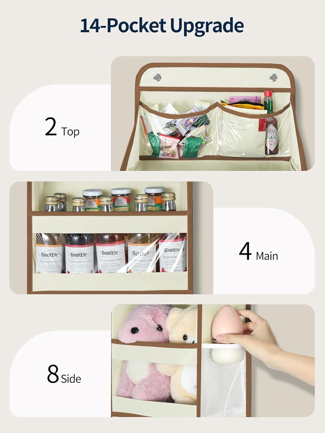 5 Tier 1Pc Over the Door Organizer, Swing-proof Door Organizer Hanging with Clear PVC Windows
