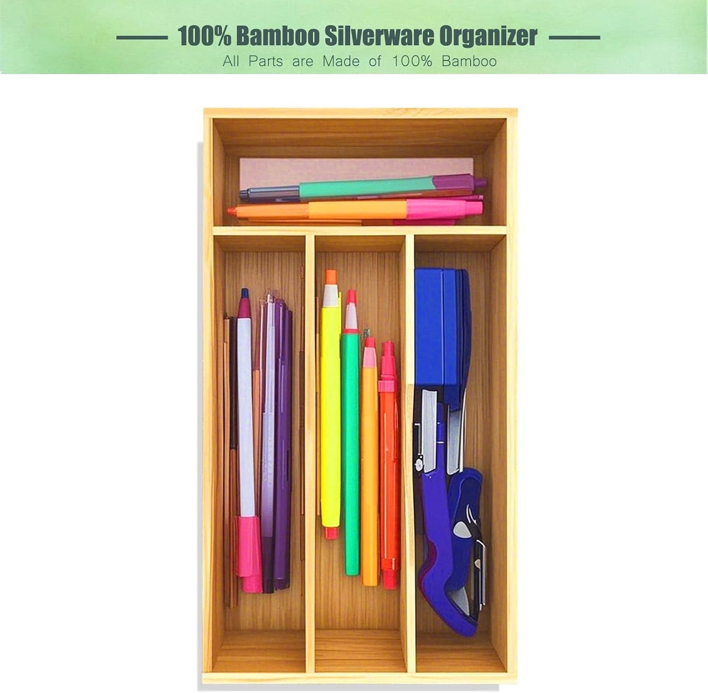 Bamboo Kitchen Drawer Silverware Organizer