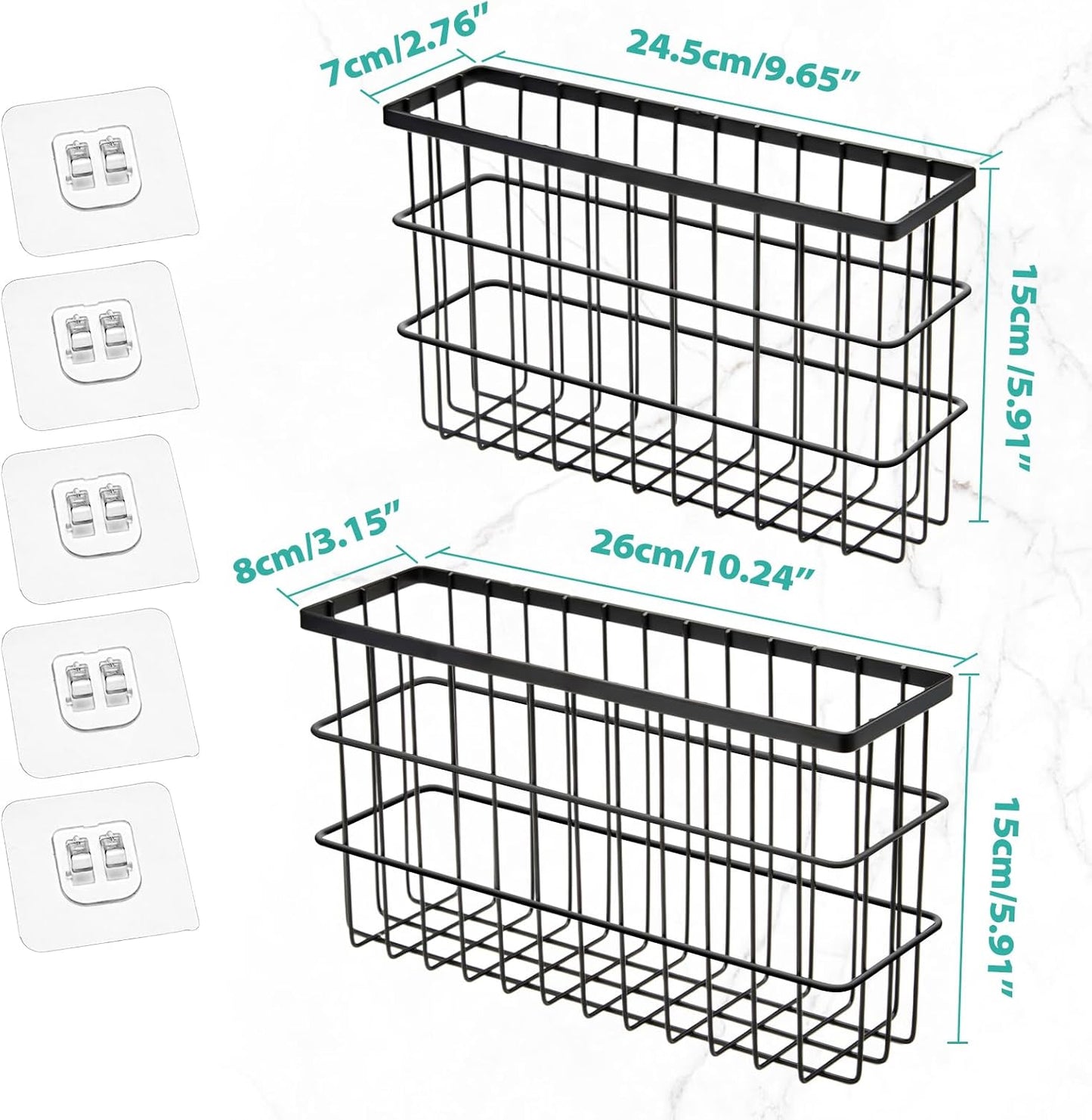 2 Pack Cabinet Door Organizer,Self Adhesive Lid Organizers Inside Cabinet Storage Boxes,Hanging Storage Basket Organizer Wall Mounted Pantry Caddy Cup Holder for Kitchen,Fridge,Bathroom