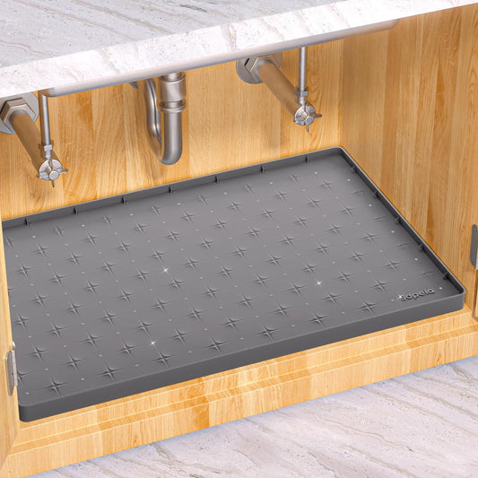 Under Sink Mat 34"×22" Waterproof Silicone Cabinet Liner & Sink Protector for Kitchen & Bathroom