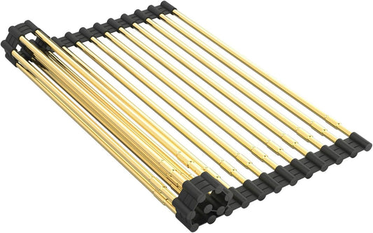 Expandable Large Draining Rack, Roll Up Heat-Resistant Dish Drainer for Stainless Steel Sinks