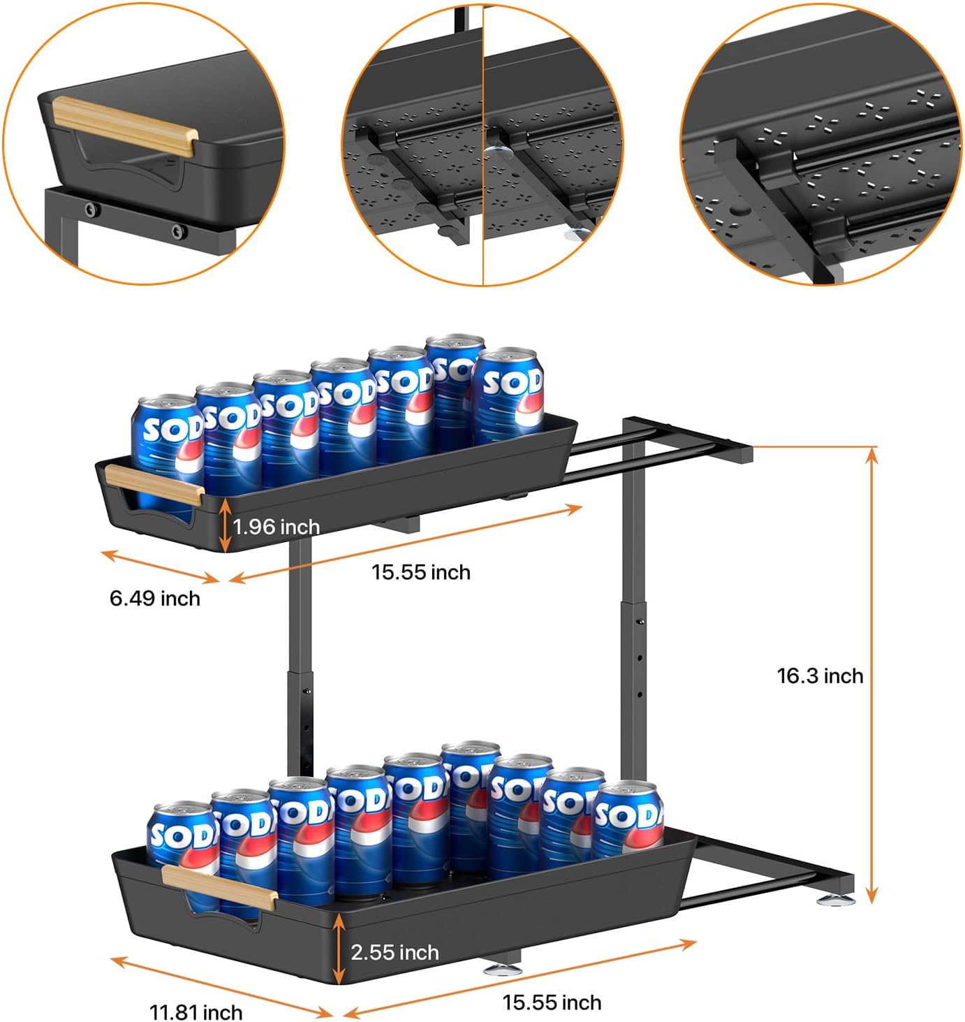 2 Pack Under Sink Organizer, 2 Tier Pull Out Under Sink Organziers and Storage