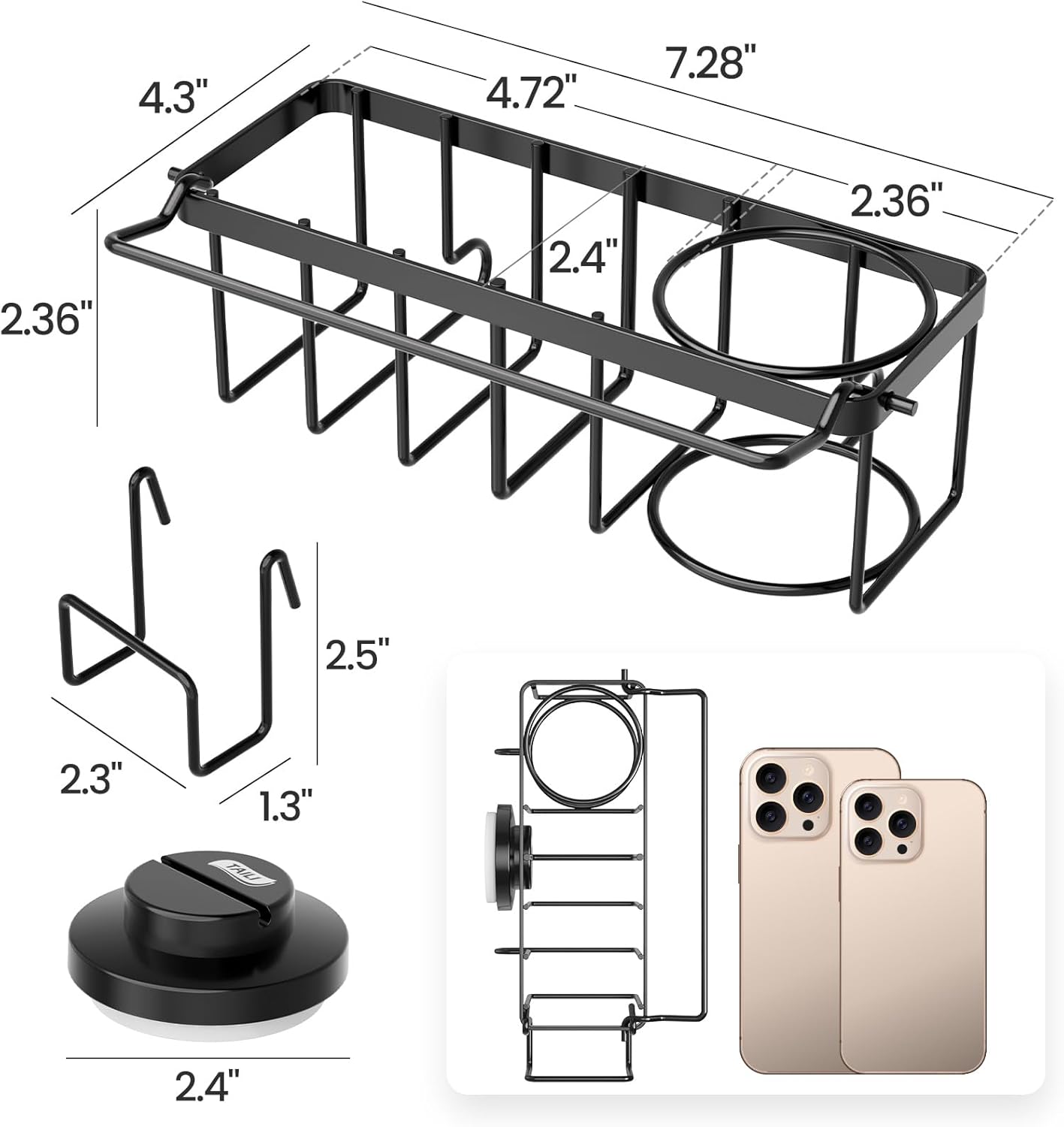 4-in-1 Sponge Holder for Kitchen Sink with Strong Suction Cup Removable