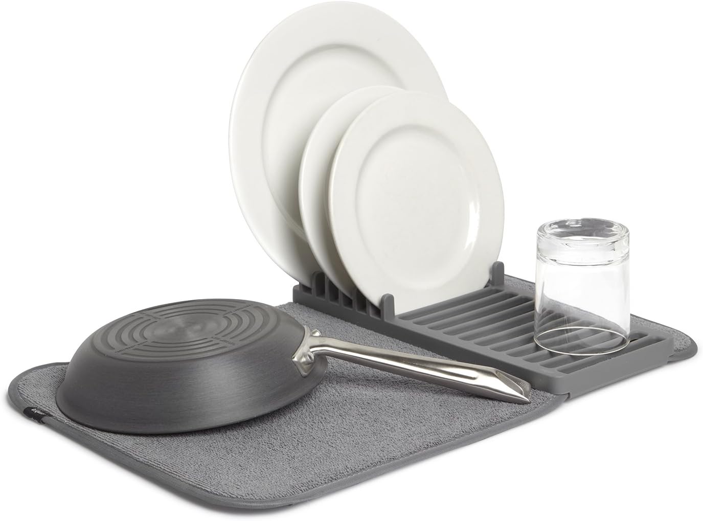 Udry Dish Rack and Microfiber Drying Mat – Space-Saving Design Folds Up for Easy Storage