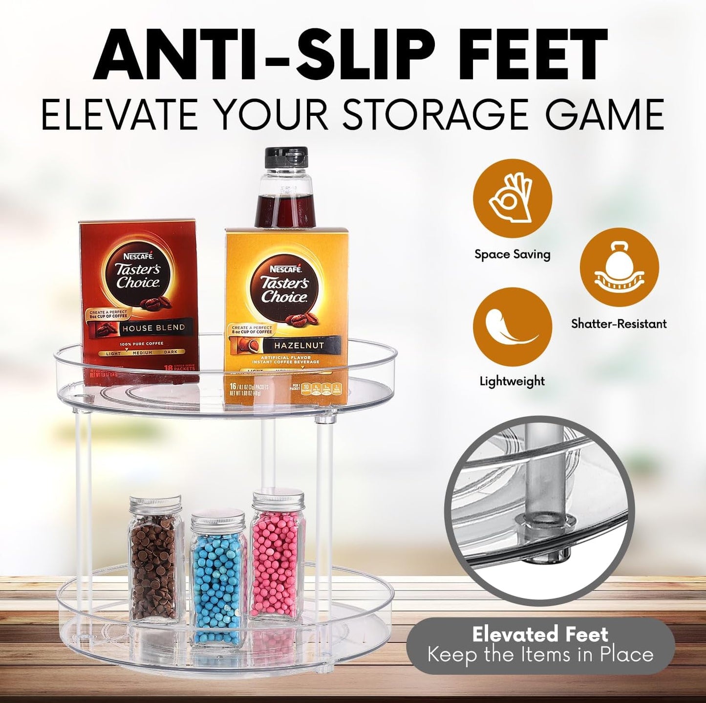 Clear Lazy Susan Organizer, Rotating Kitchen Pantry Organization and Storage