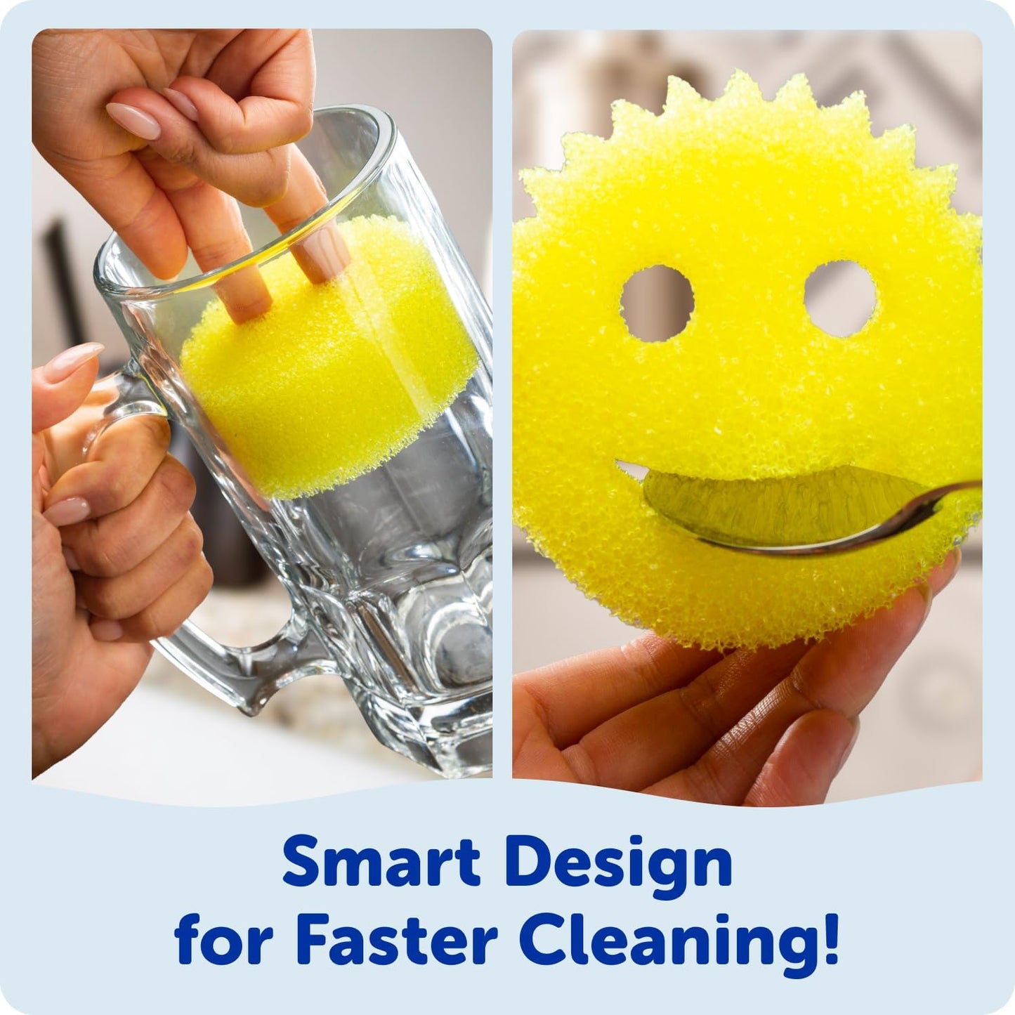 6 Kitchen Sponges & 1 Daddy Caddy Dish Sponge Holder - BPA Free & Made with Polymer Foam