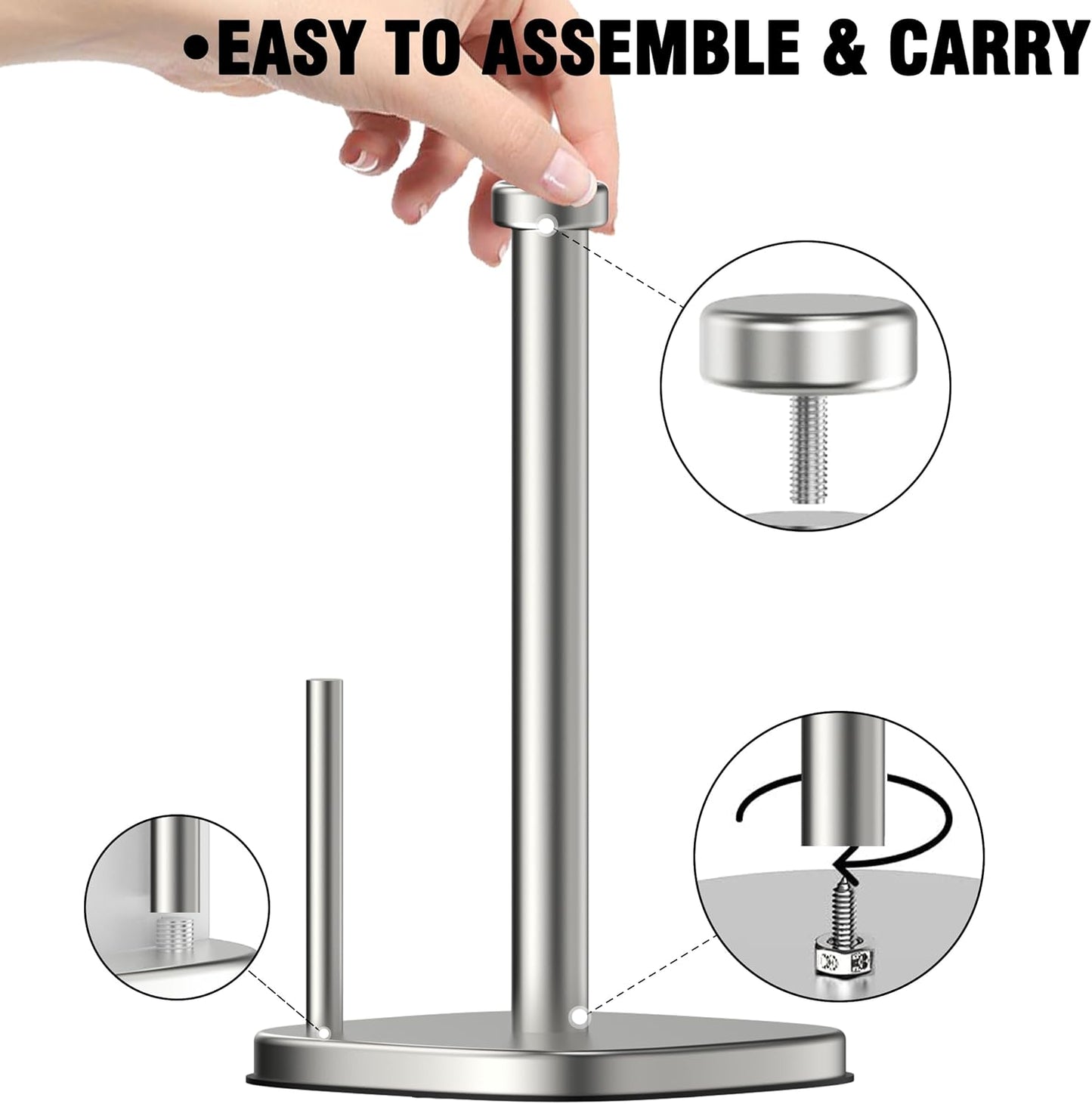 Paper Towel Holder Countertop, Standing Paper Towel Roll Holder for Kitchen Bathroom Organize