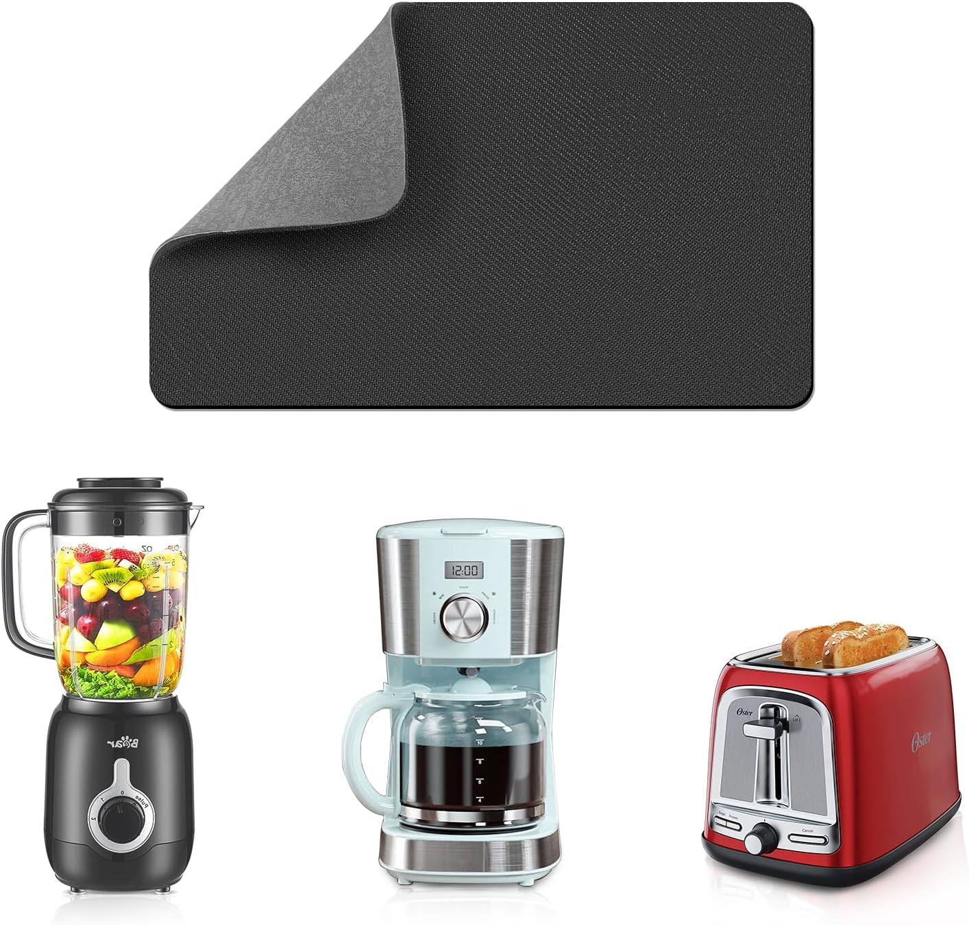 LOPNUR 12"x8" Small Appliance Slider, Appliance Sliders for Kitchen Appliances, 360° Rotating Sliding Tray for Coffee Maker, Heat Resistant Mat Cut to Fit Stand Mixer Air Fryer Microwave, Gray
