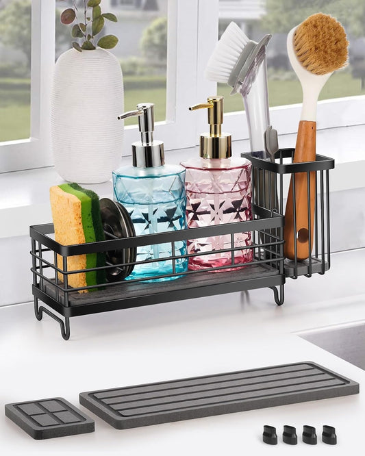 Kitchen Sink Caddy with Water Absorbent Diatomite Stone Sink Tray