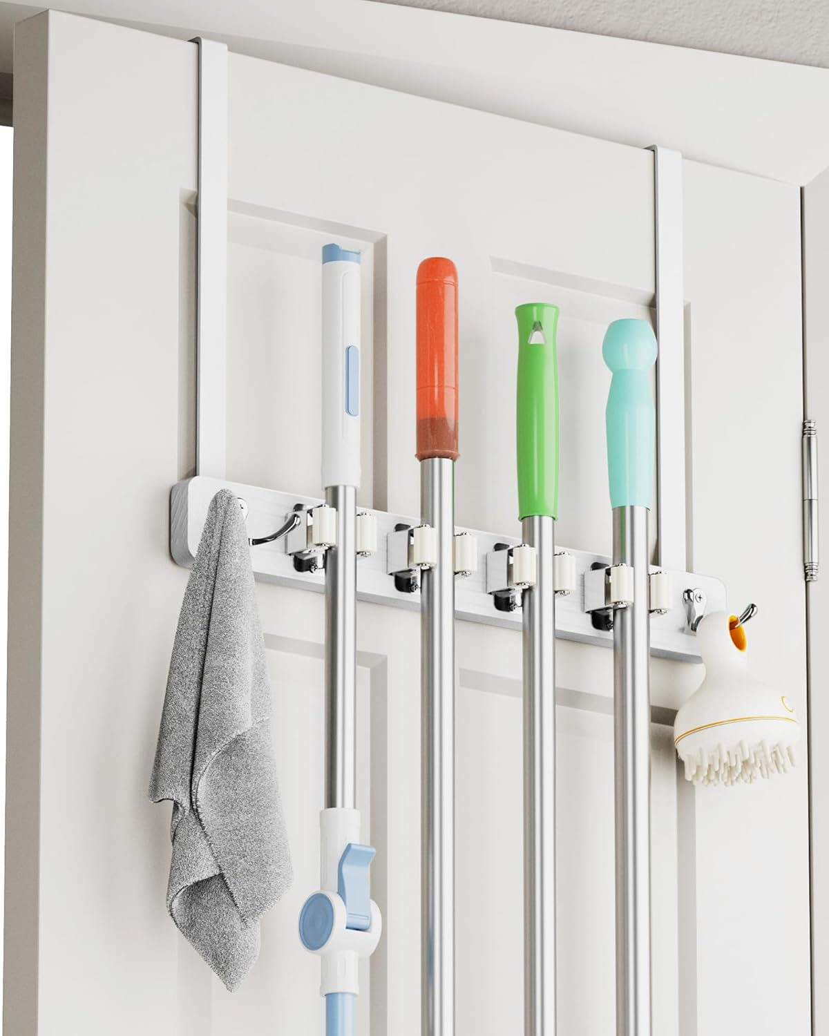 Over the Door Broom Holder, Mop and Broom Holder Door Mount