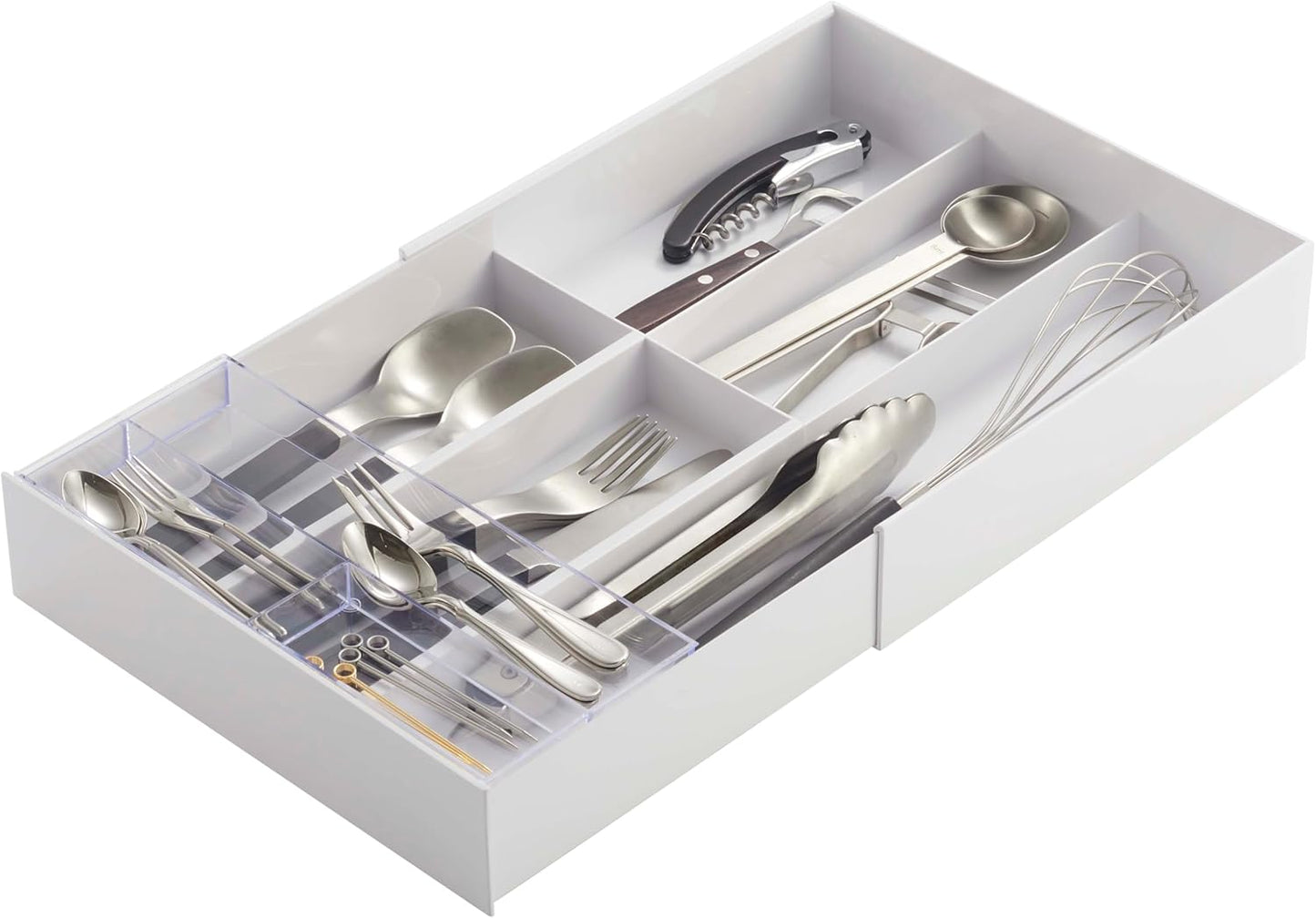 Home Tower Expandable Cutlery Drawer Organizer - Kitchen Silverware Utensil Storage Tray