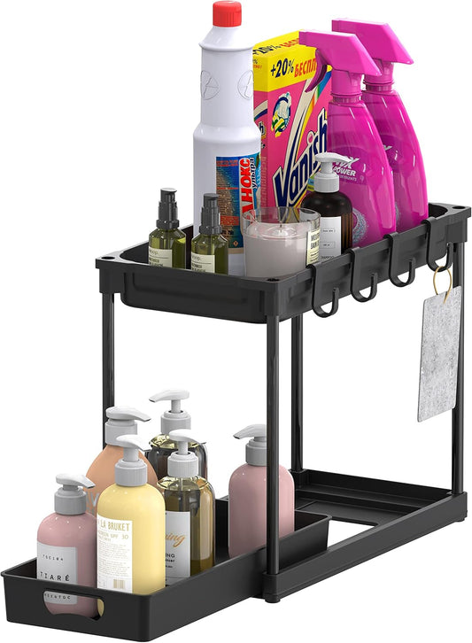 2-Tier Standard Under Sink Storage Organizer, Black