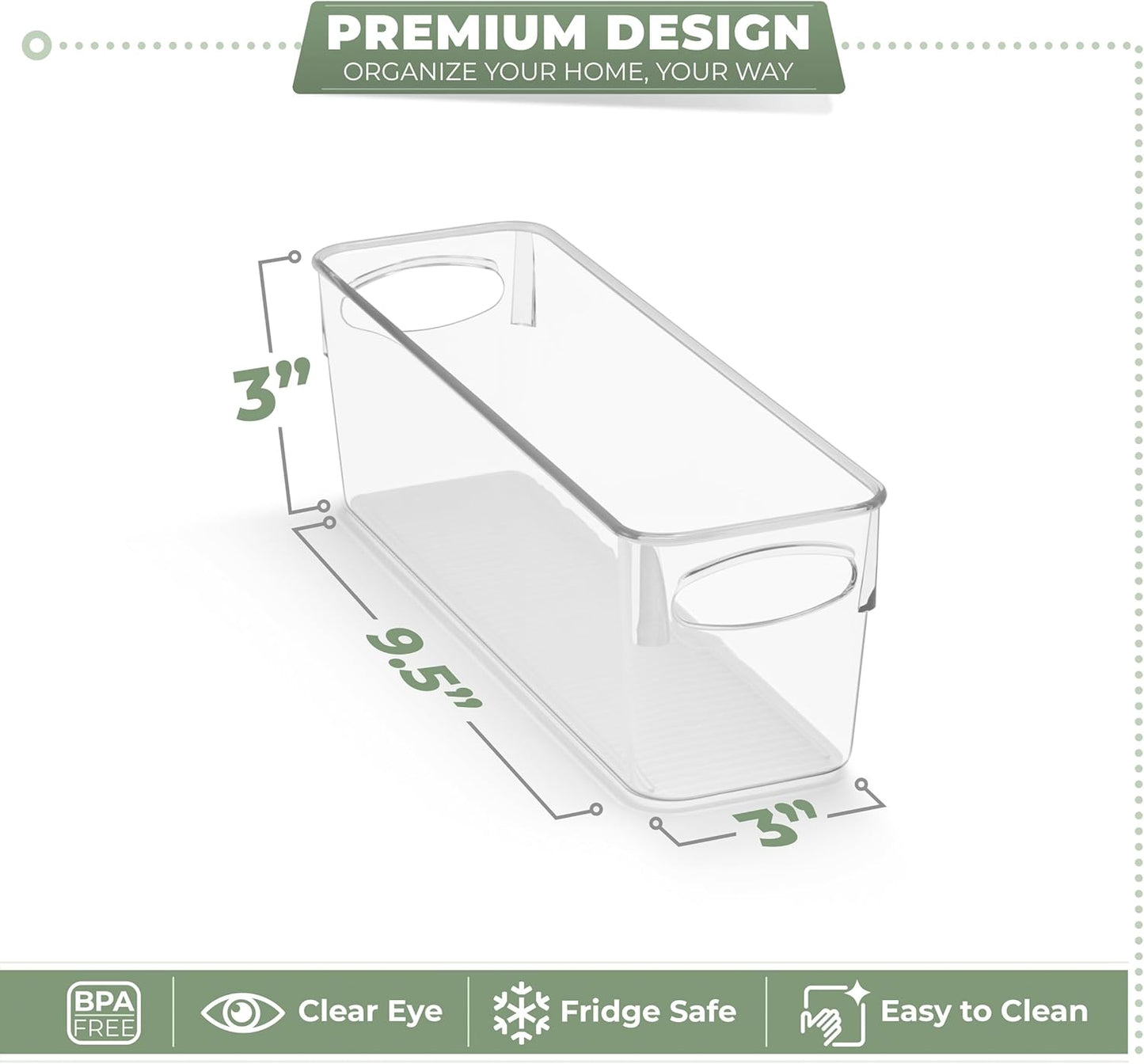 10-Pack Small Clear Plastic Organizing Bins – Clear Bins for Organizing, Refrigerator Organizers