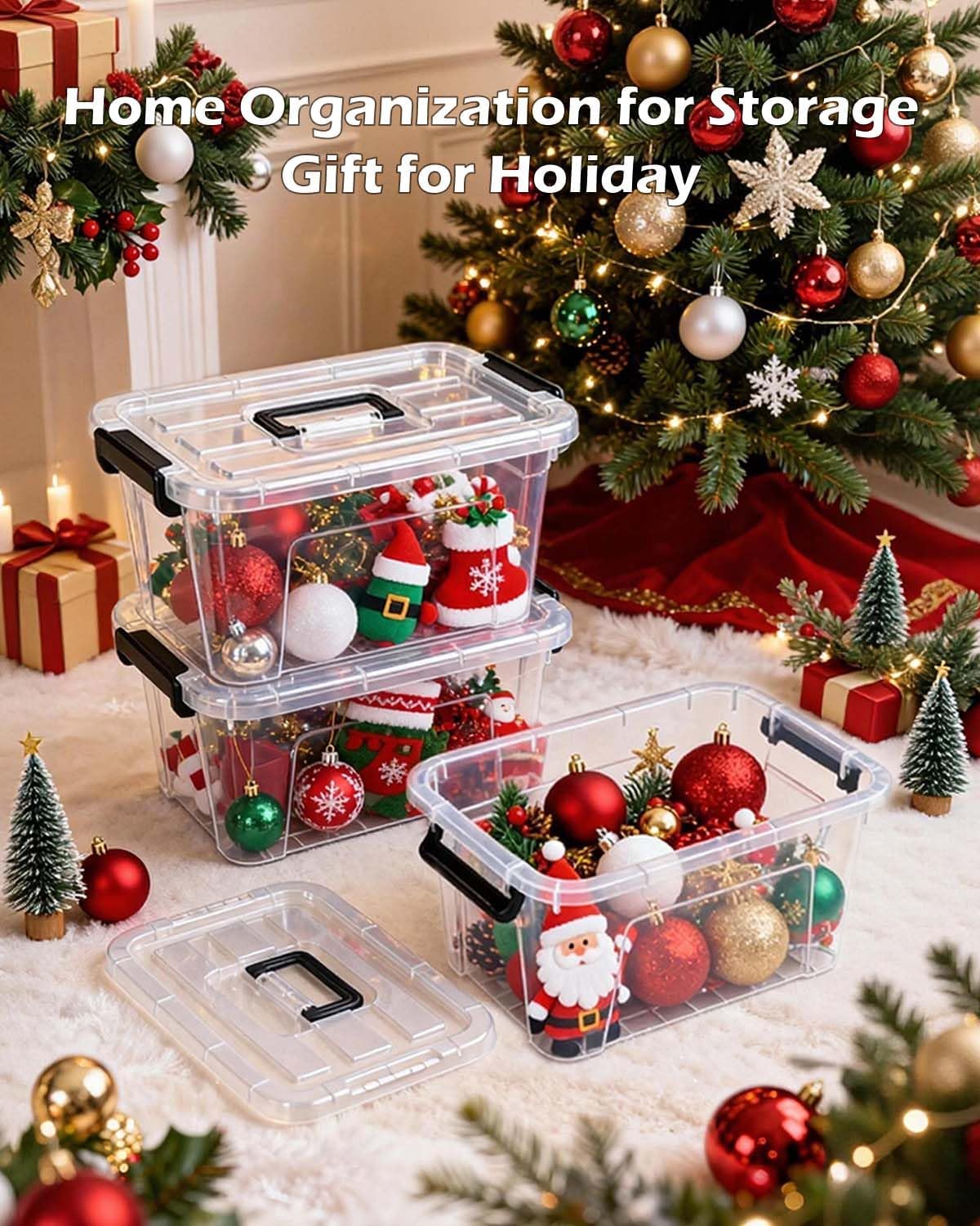 Plastic Storage Bins with Lids 6 Pack Storage Organizer