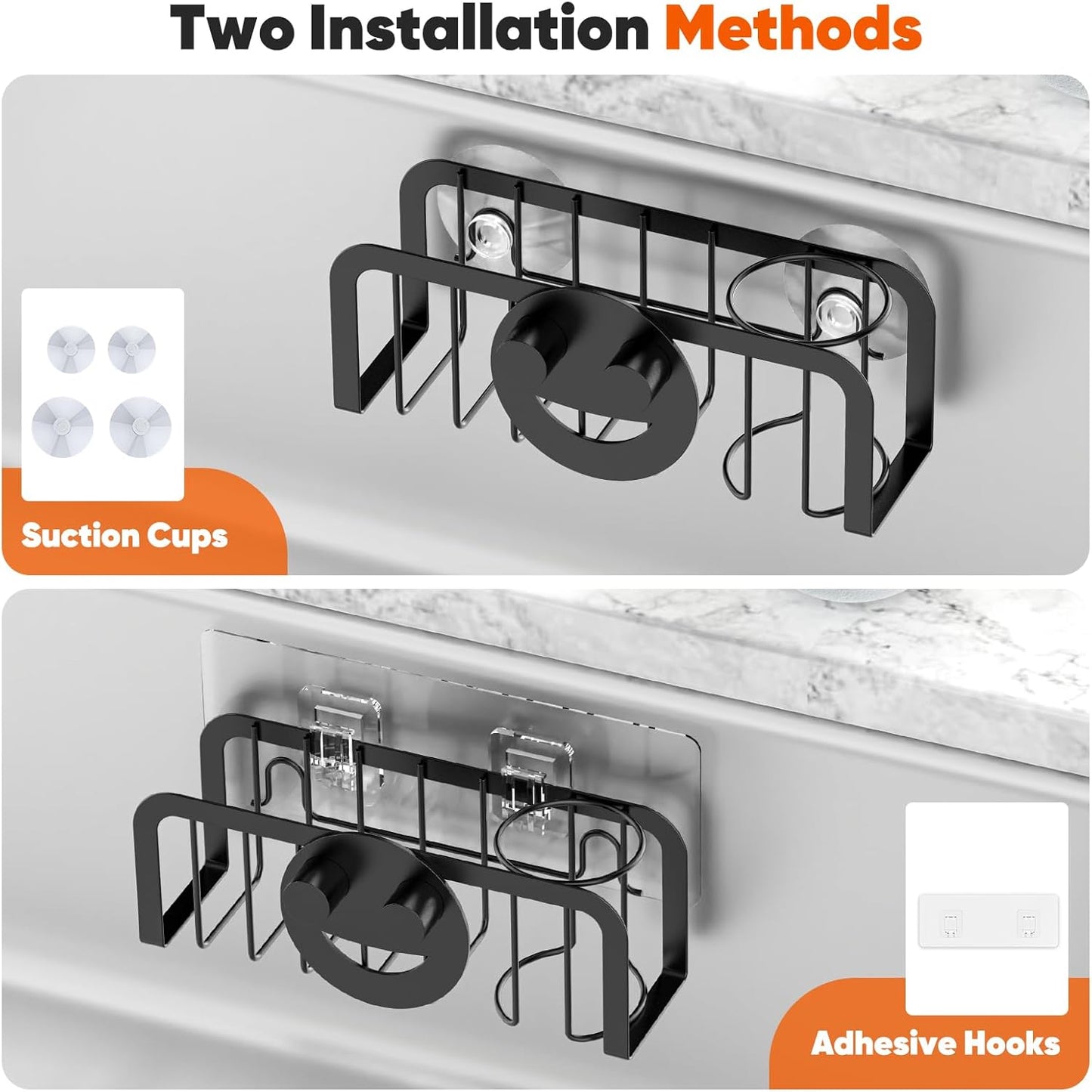 Sponge Holder for Kitchen Sink, Sink Caddy Organizer with Smiley Face