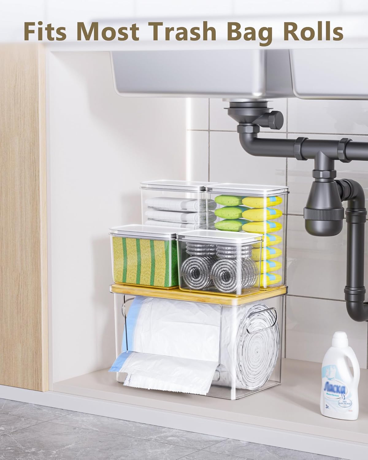Trash Bag Dispenser Dishwasher Pods Container