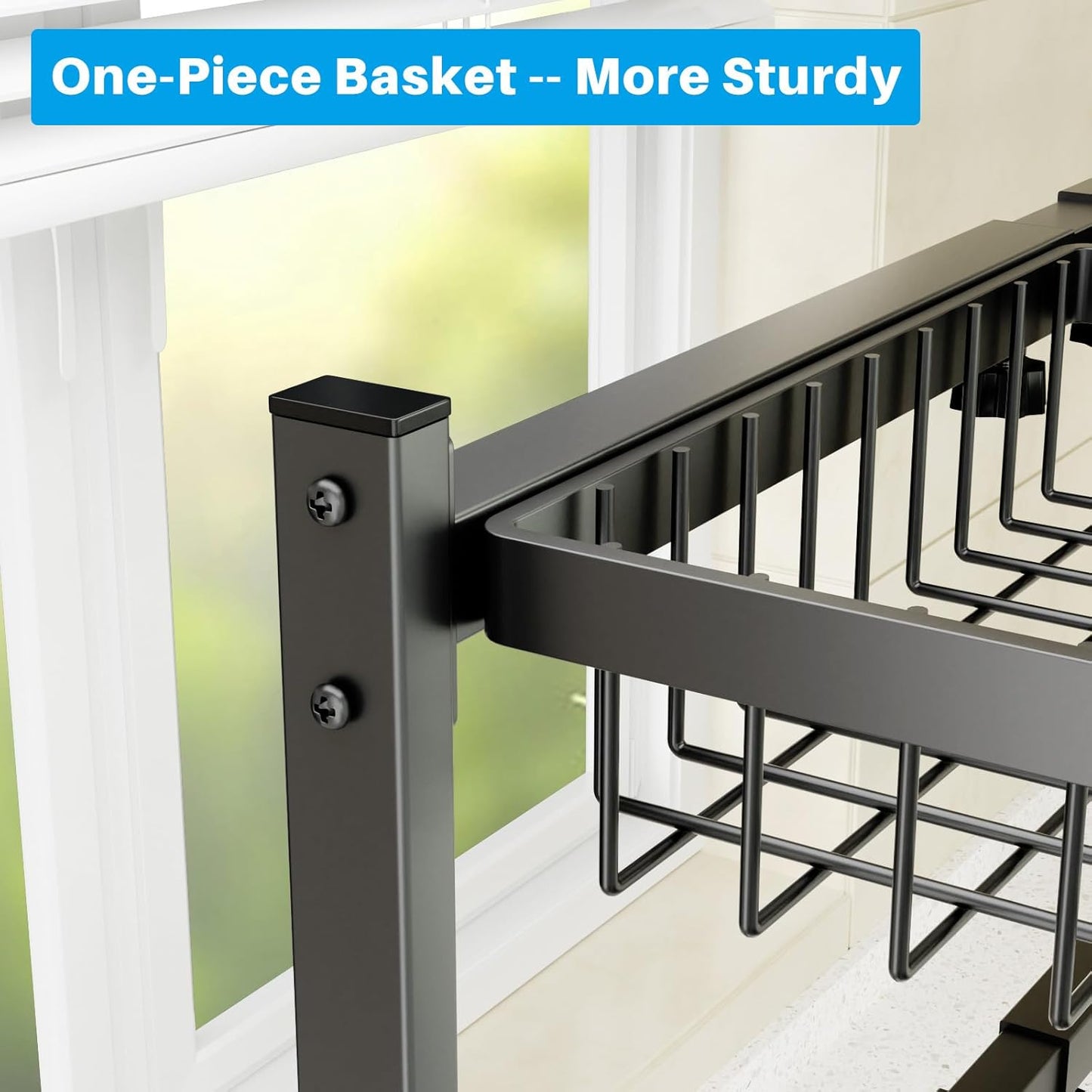 4 Baskets 2-Tier Over The Sink Dish Drying Rack, 26.57"-35", Large Sink Rack for Kitchen