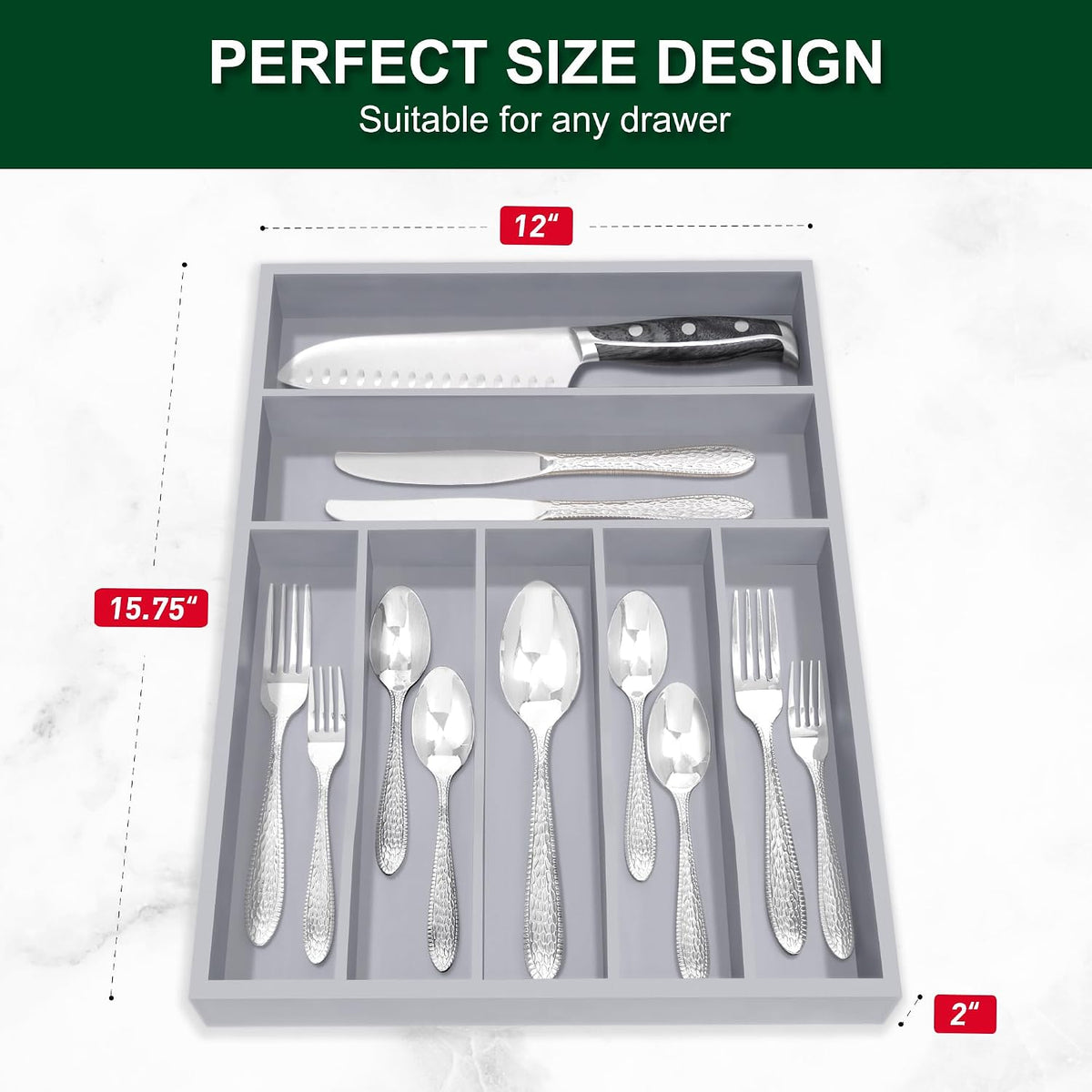 Utensil Organizer 13'' Silverware Drawer Organizer Cutlery K
