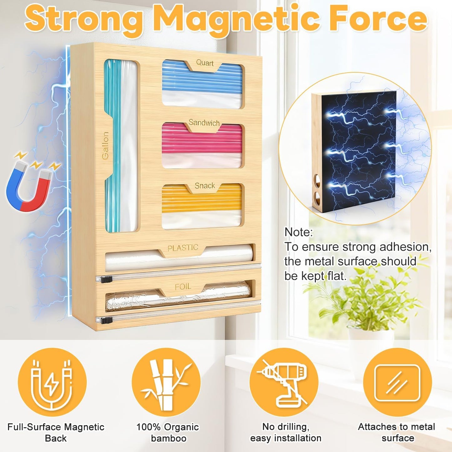 Magnetic Storage Bag Organizer 6 In 1 Ziplock Bag Organizer for Fridge and Drawer