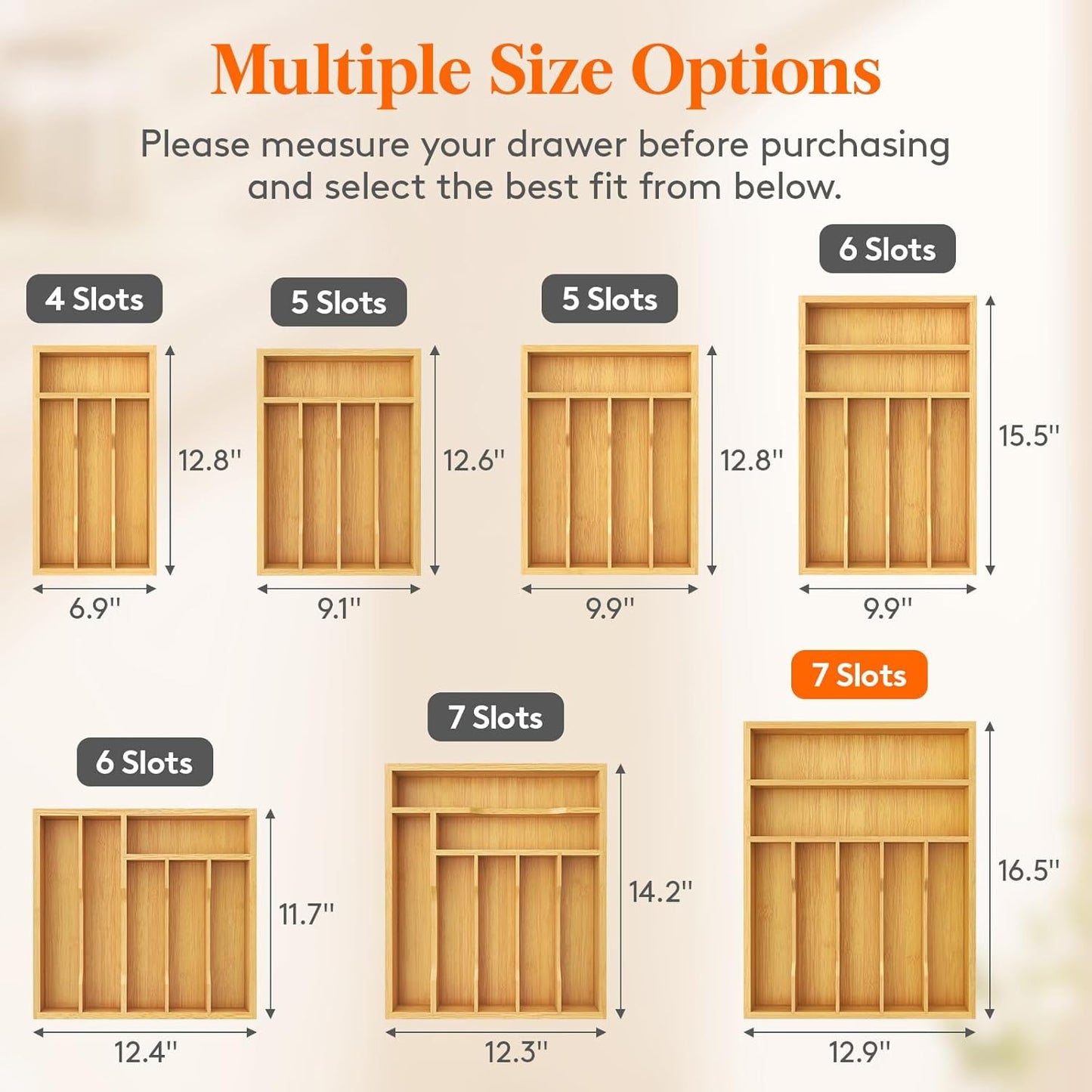 Silverware Drawer Organizer, Utensil Tray for Kitchen, Flatware and Cutlery Holder